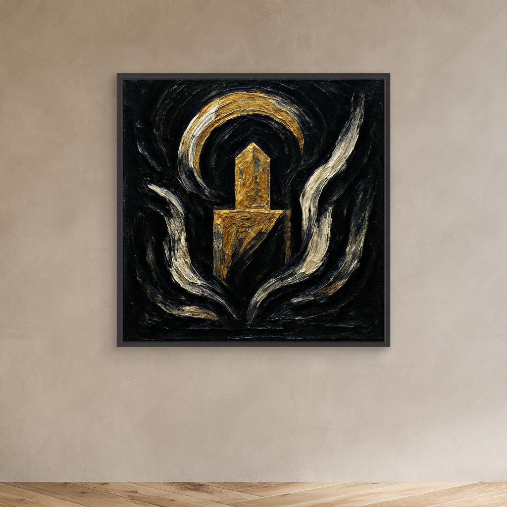 Abstract Monument Canvas Wall Art in Black and Gold