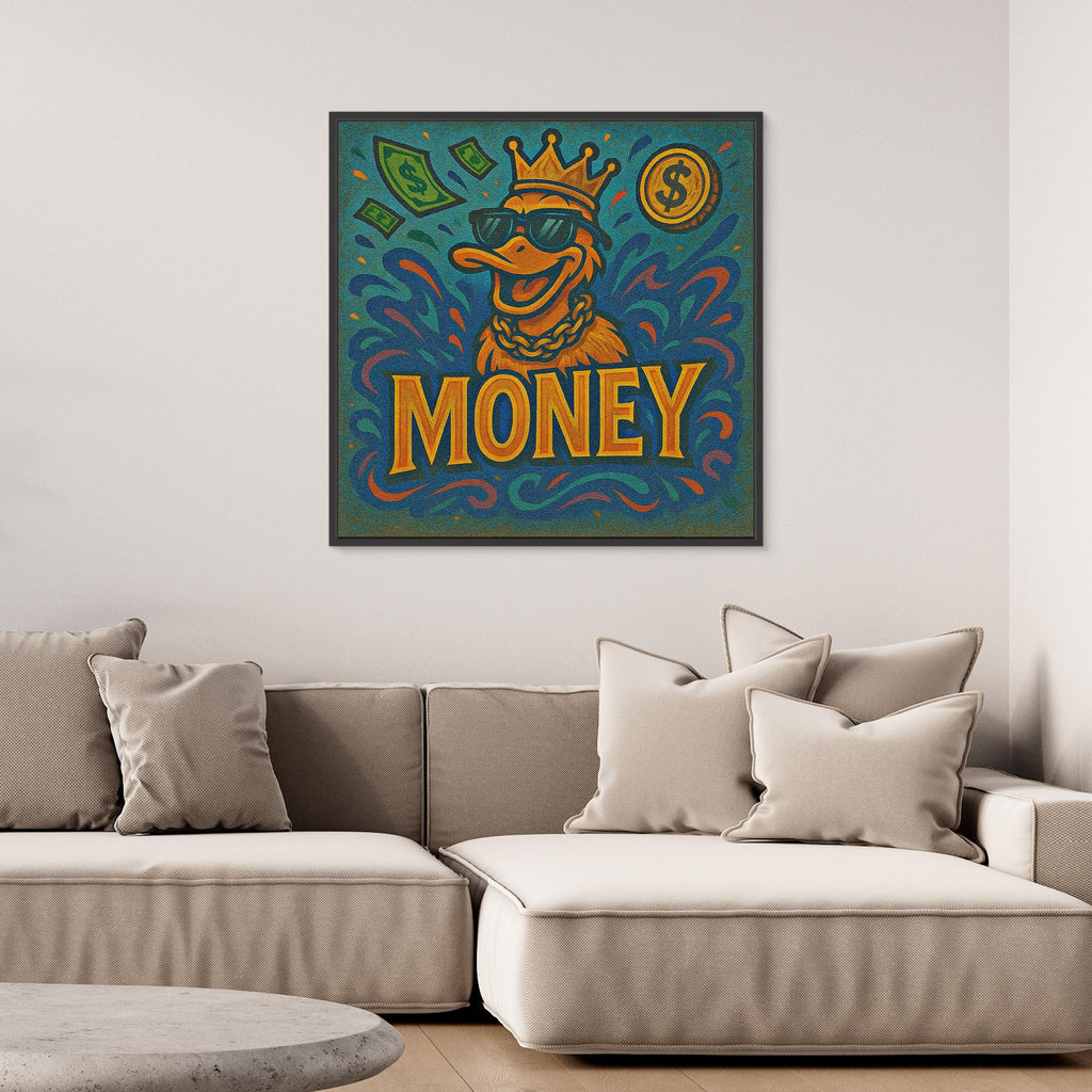 Rich Duck Vibes – Graffiti Style Money Art Print on Canvas | Hip-Hop Street Art Wall Decor