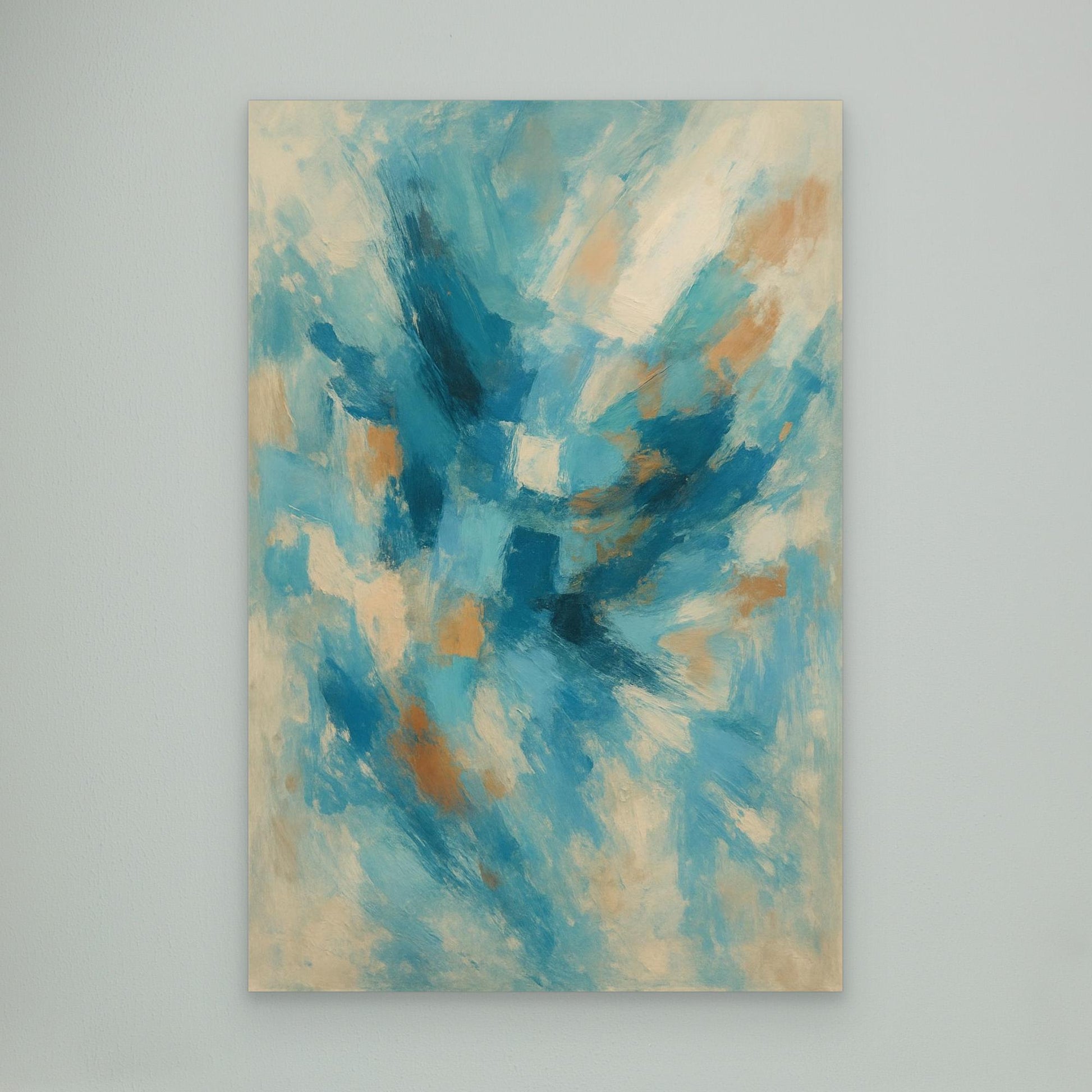 Blue Whisper – Abstract Canvas Wall Art in Oceanic Hues | Modern Splash of Color for Interior Decor