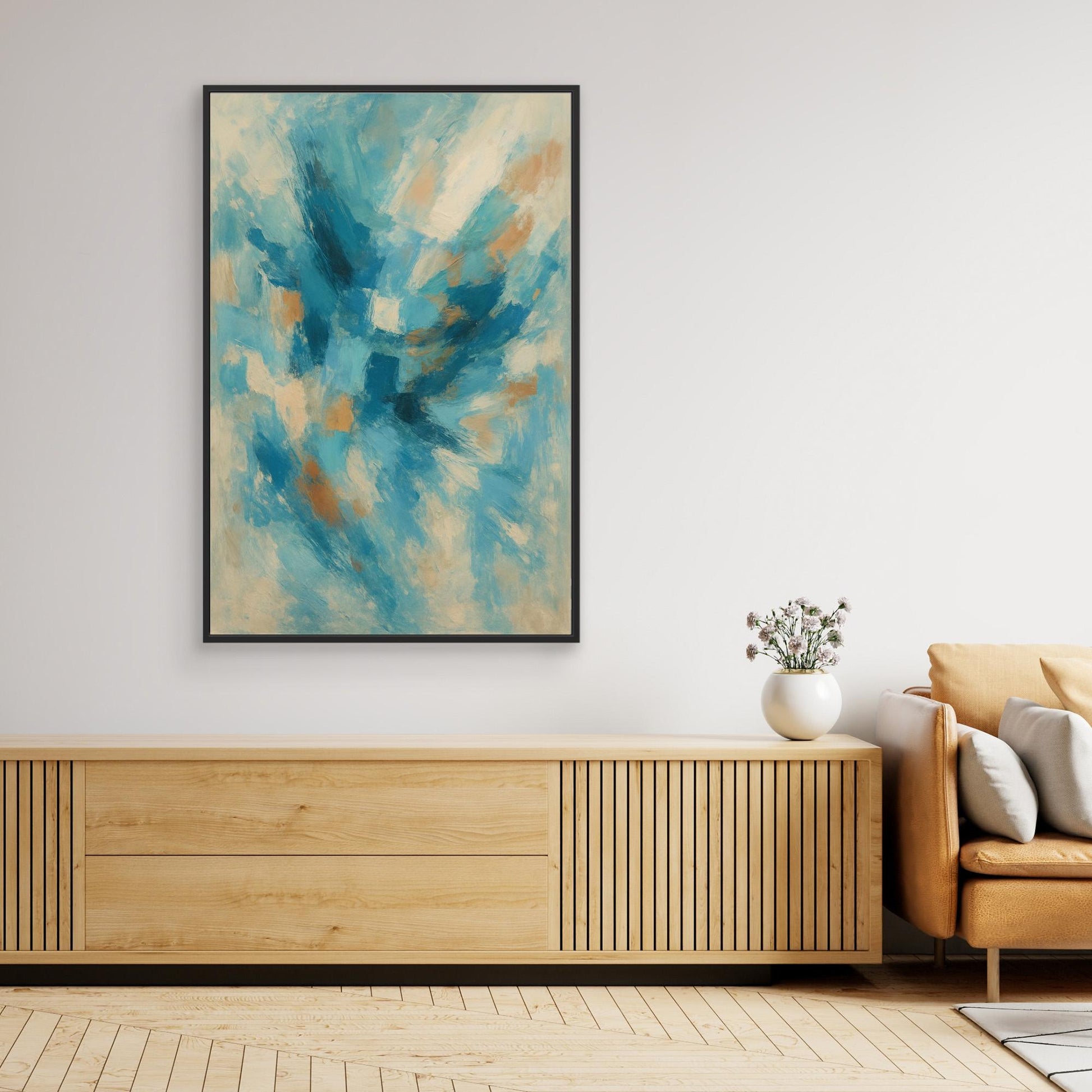 Blue Whisper – Abstract Canvas Wall Art in Oceanic Hues | Modern Splash of Color for Interior Decor