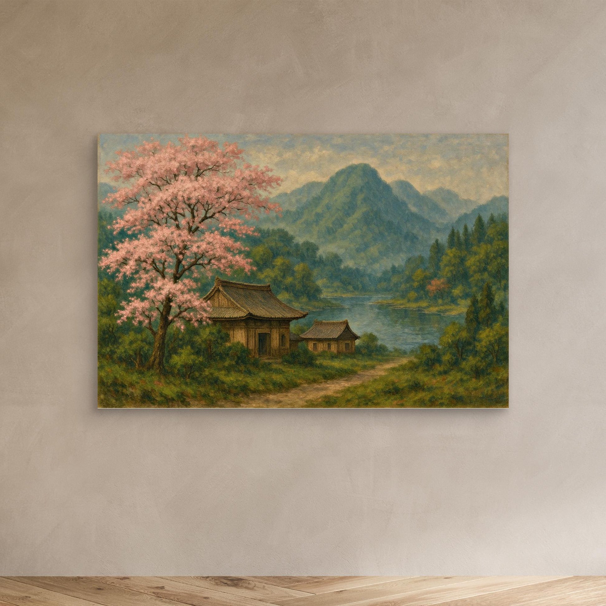 Cherry Blossom Tranquility – Japanese Nature Canvas Wall Art