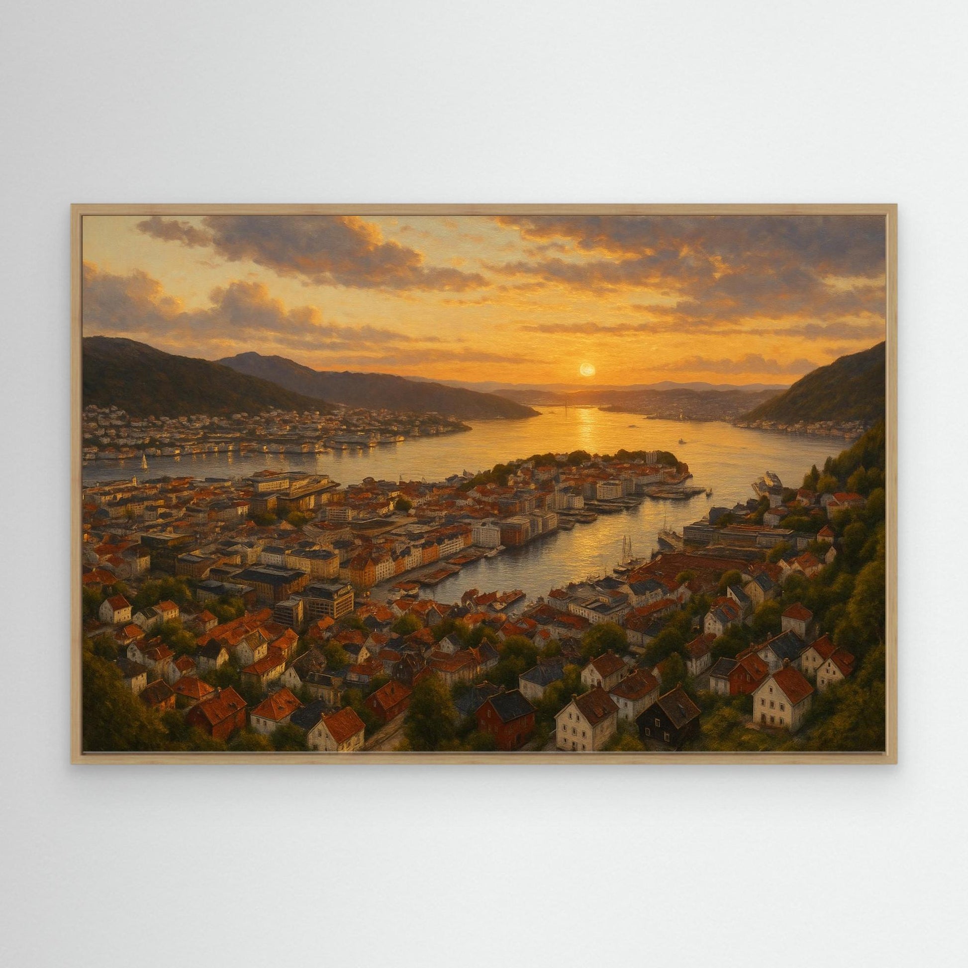 Bergen Fjord Sunset Canvas Wall Art