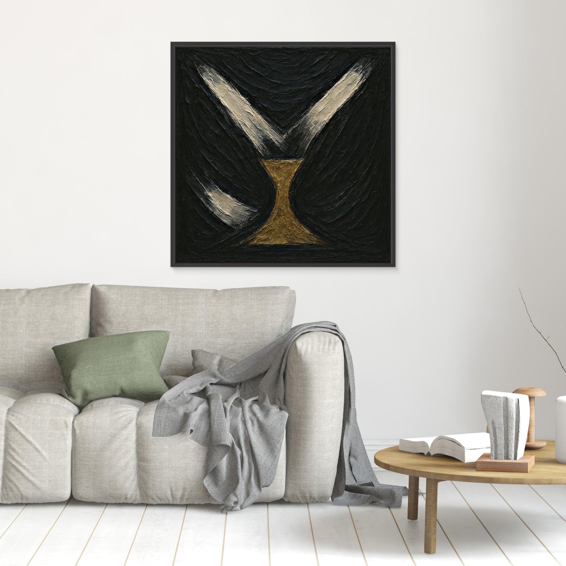 Golden Abstract Hourglass Canvas Wall Art