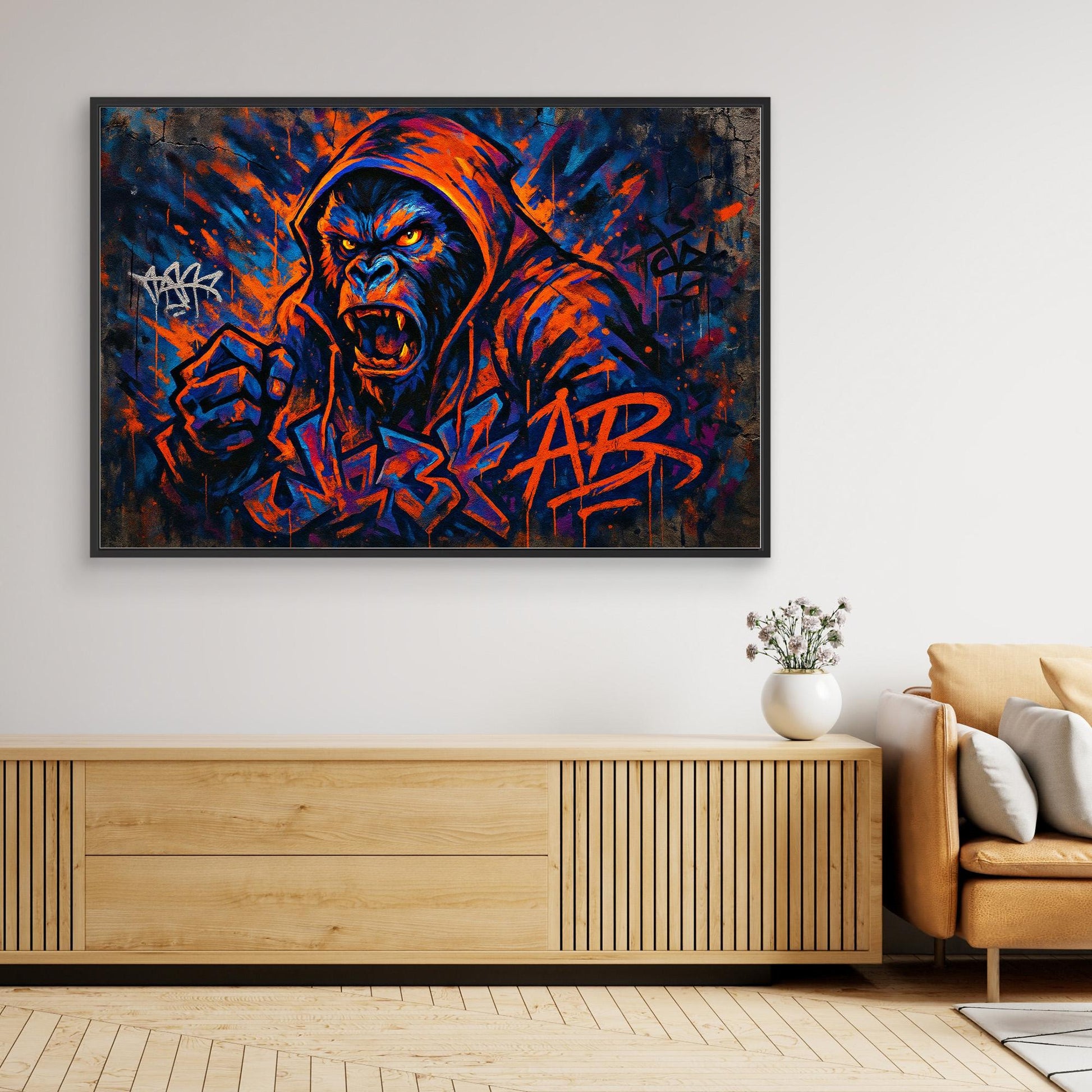 Angry Gorilla Graffiti Canvas Wall Art