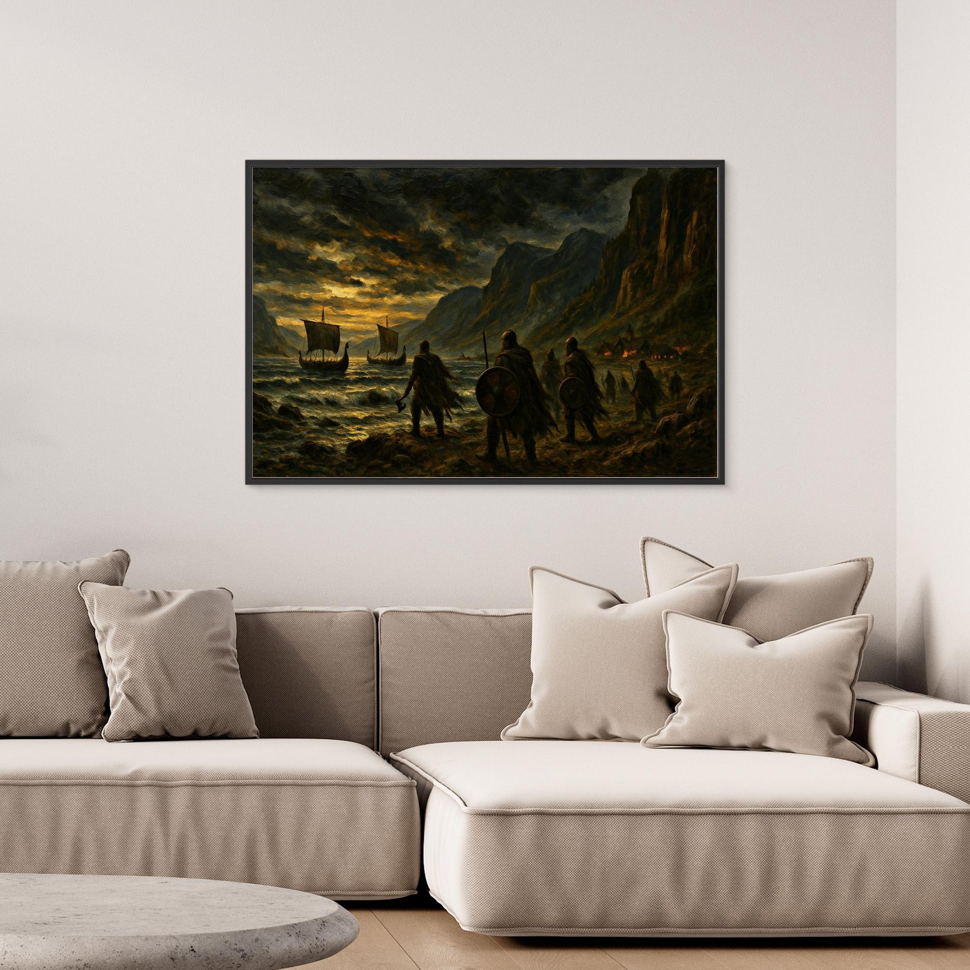 Viking Warships at Sunset – Canvas Wall Art