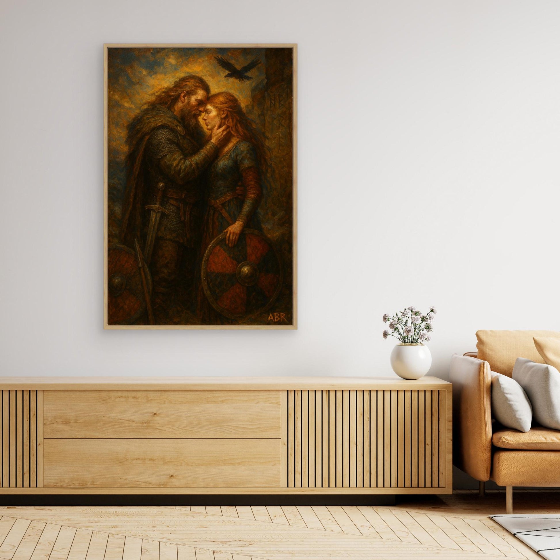 Viking Warrior Couple Canvas Wall Art
