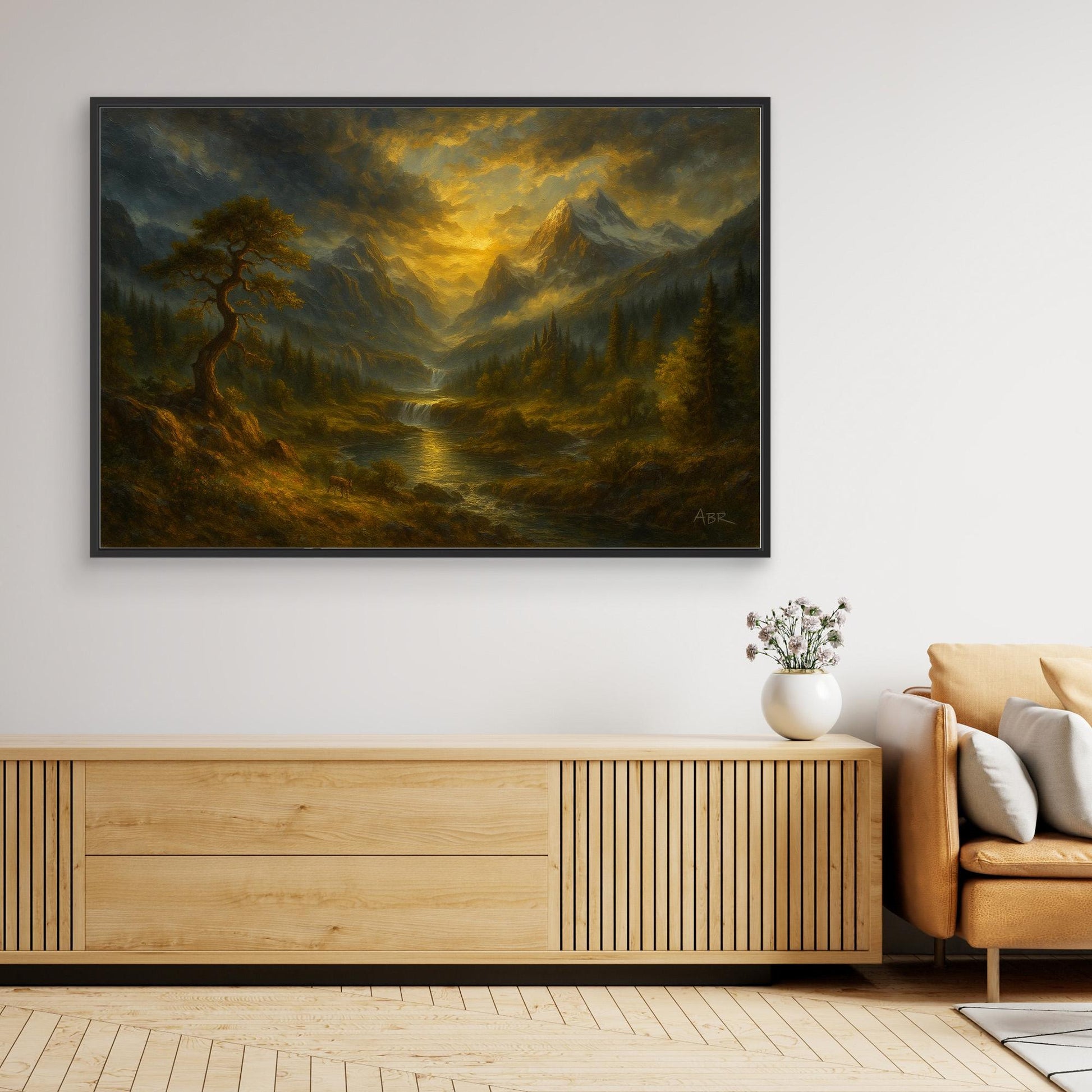 Golden Mountain Sunset – Landscape Canvas Wall Art