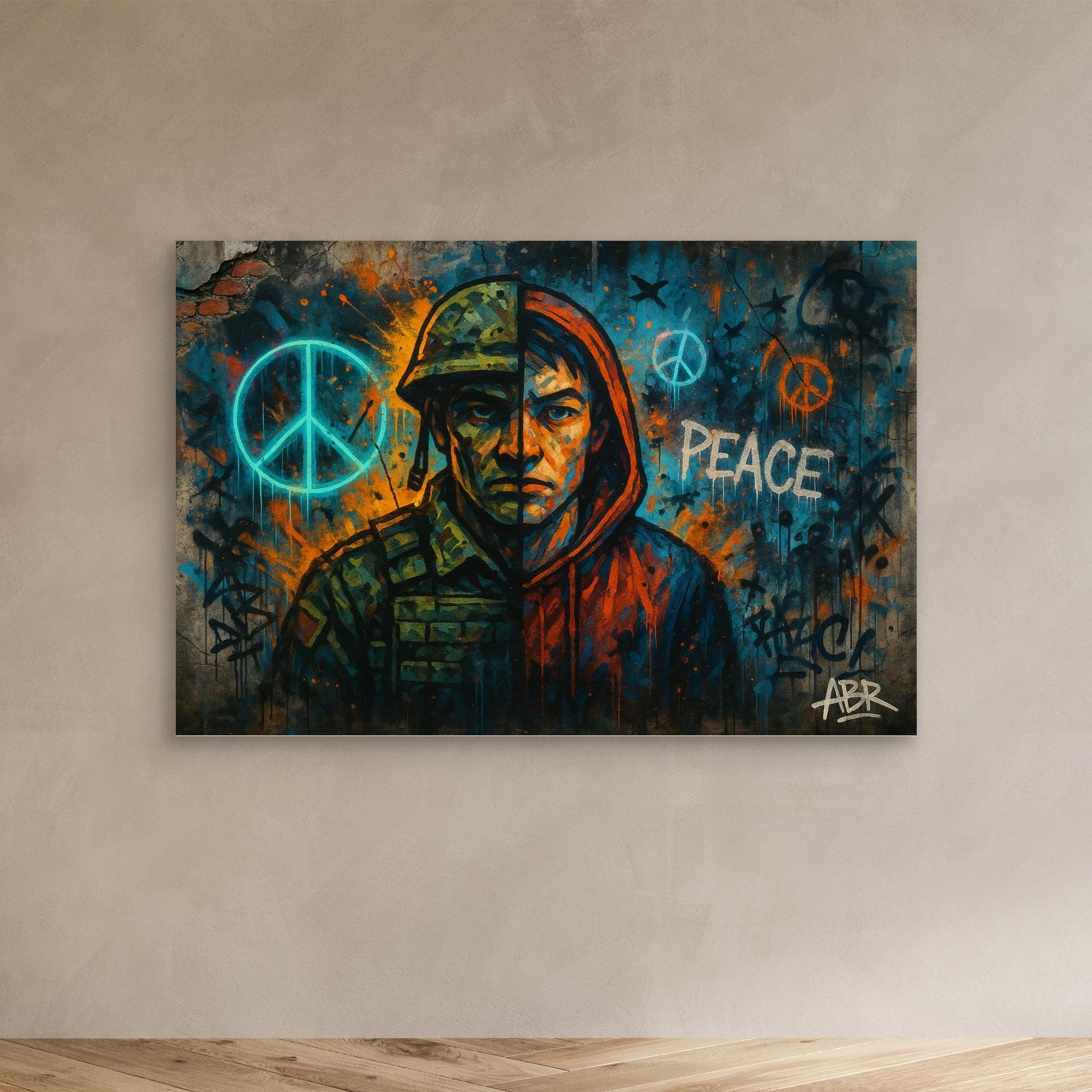 Peace and War Street Art Canvas – Urban Graffiti Wall Print