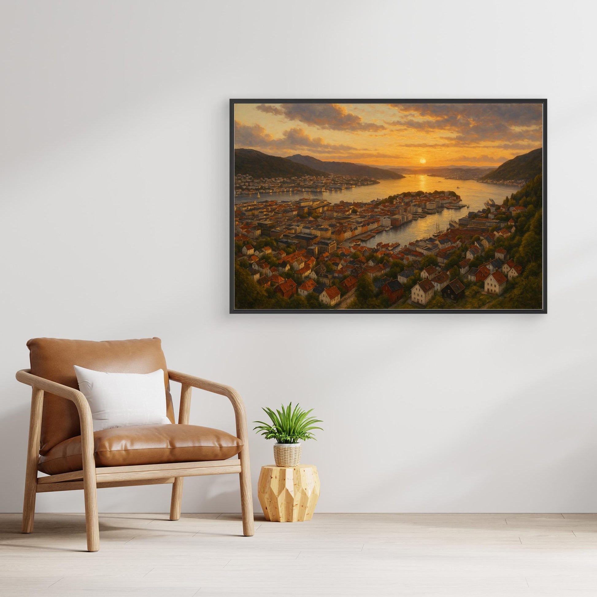 Bergen Fjord Sunset Canvas Wall Art