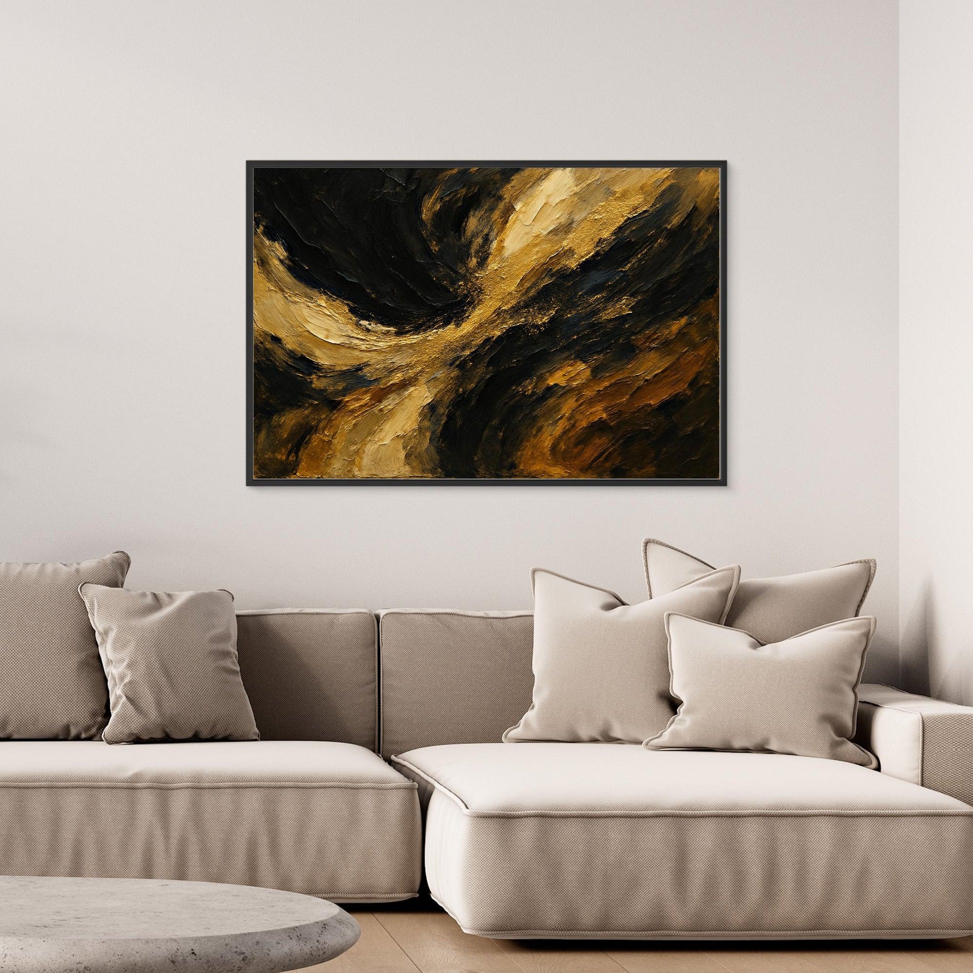 Gold and Black Abstract Canvas Wall Art