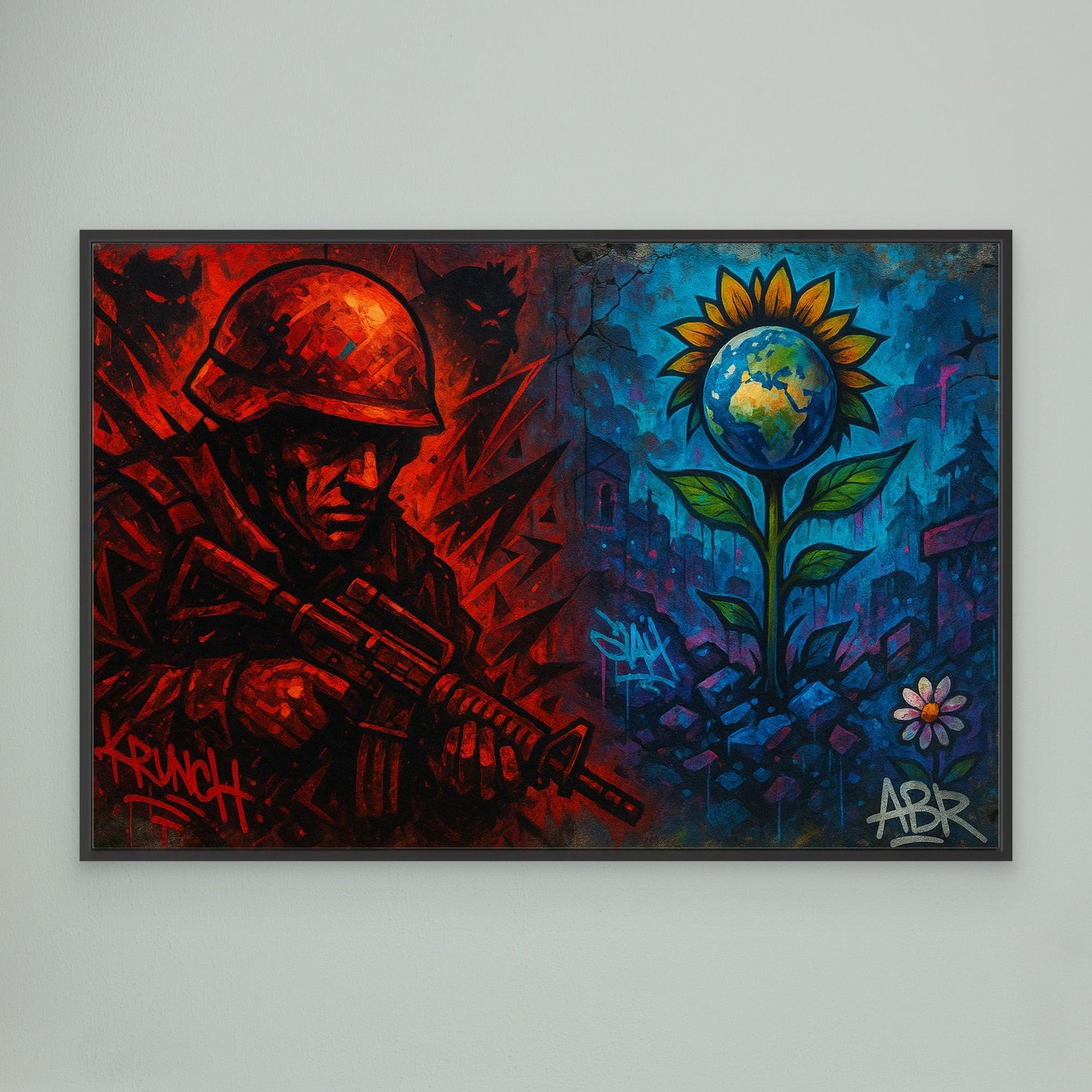 War and Peace Graffiti Canvas Wall Art