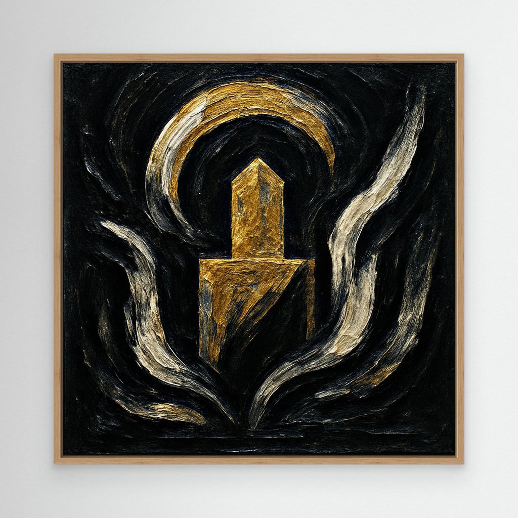 Abstract Monument Canvas Wall Art in Black and Gold