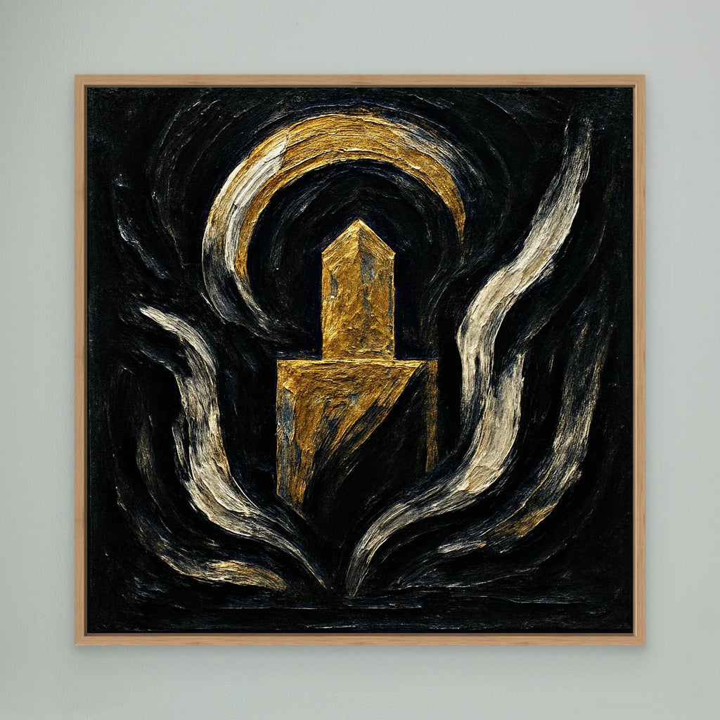 Abstract Monument Canvas Wall Art in Black and Gold