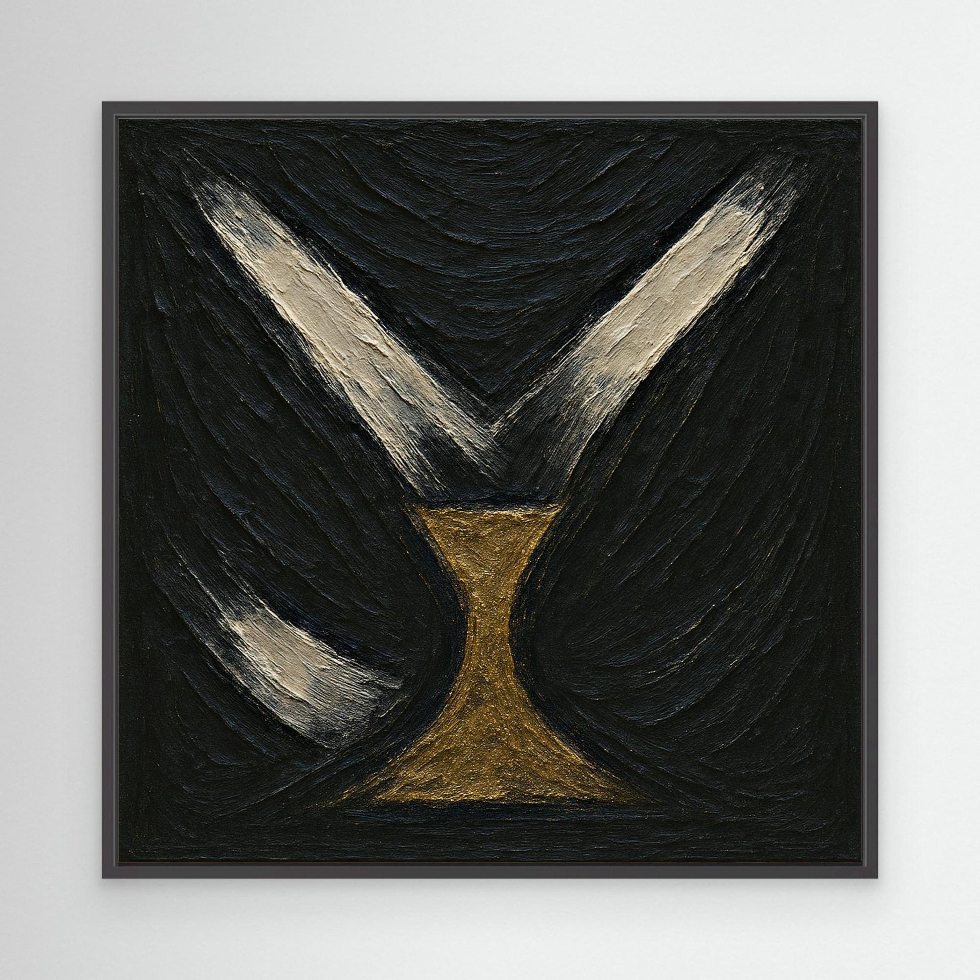 Golden Abstract Hourglass Canvas Wall Art
