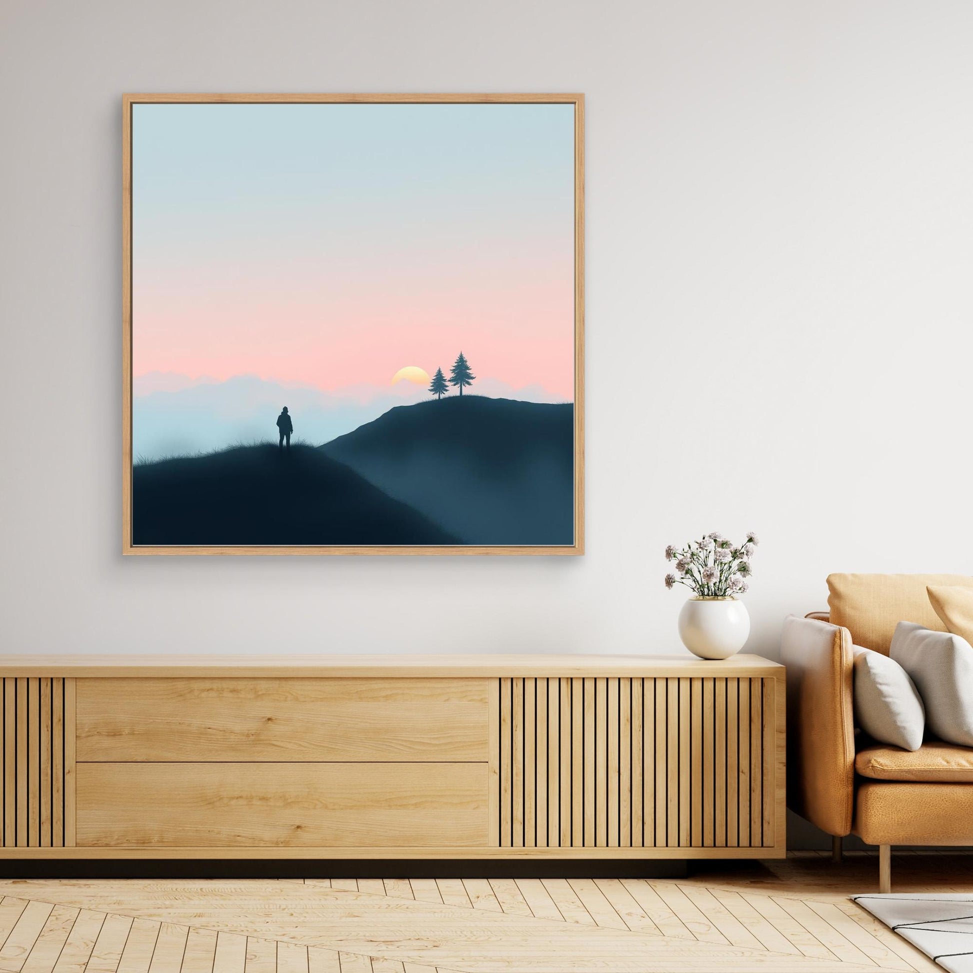 Solitude at Sunset – Minimalist Landscape Canvas Wall Art