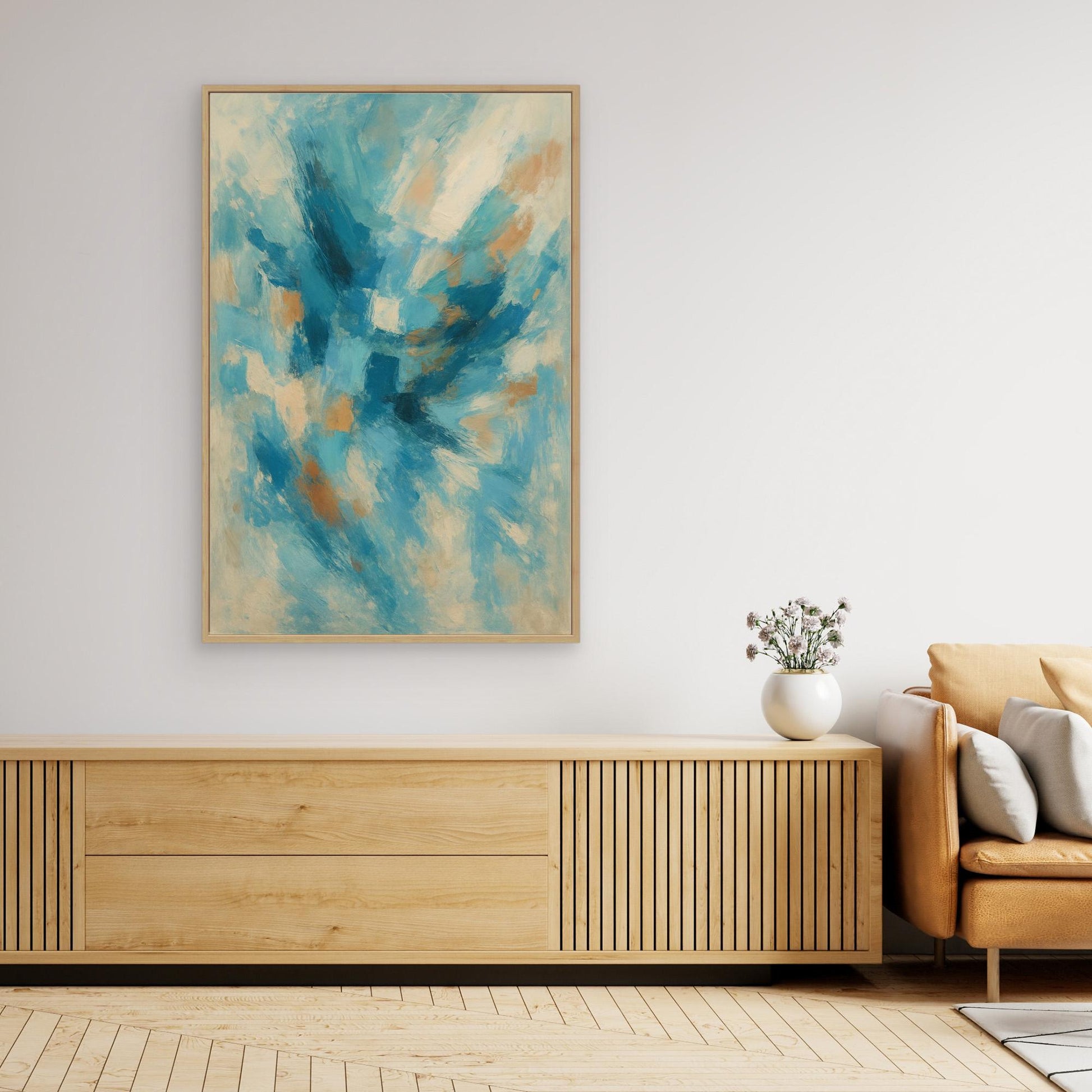 Blue Whisper – Abstract Canvas Wall Art in Oceanic Hues | Modern Splash of Color for Interior Decor