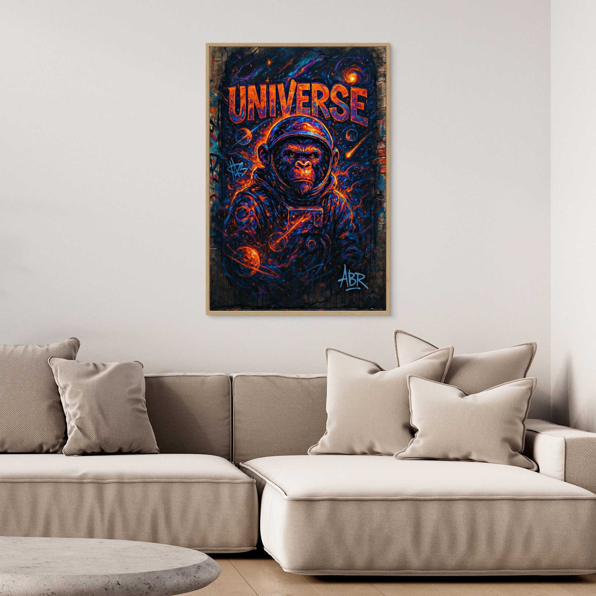 Space Gorilla Canvas Wall Art – Graffiti Style Universe Print