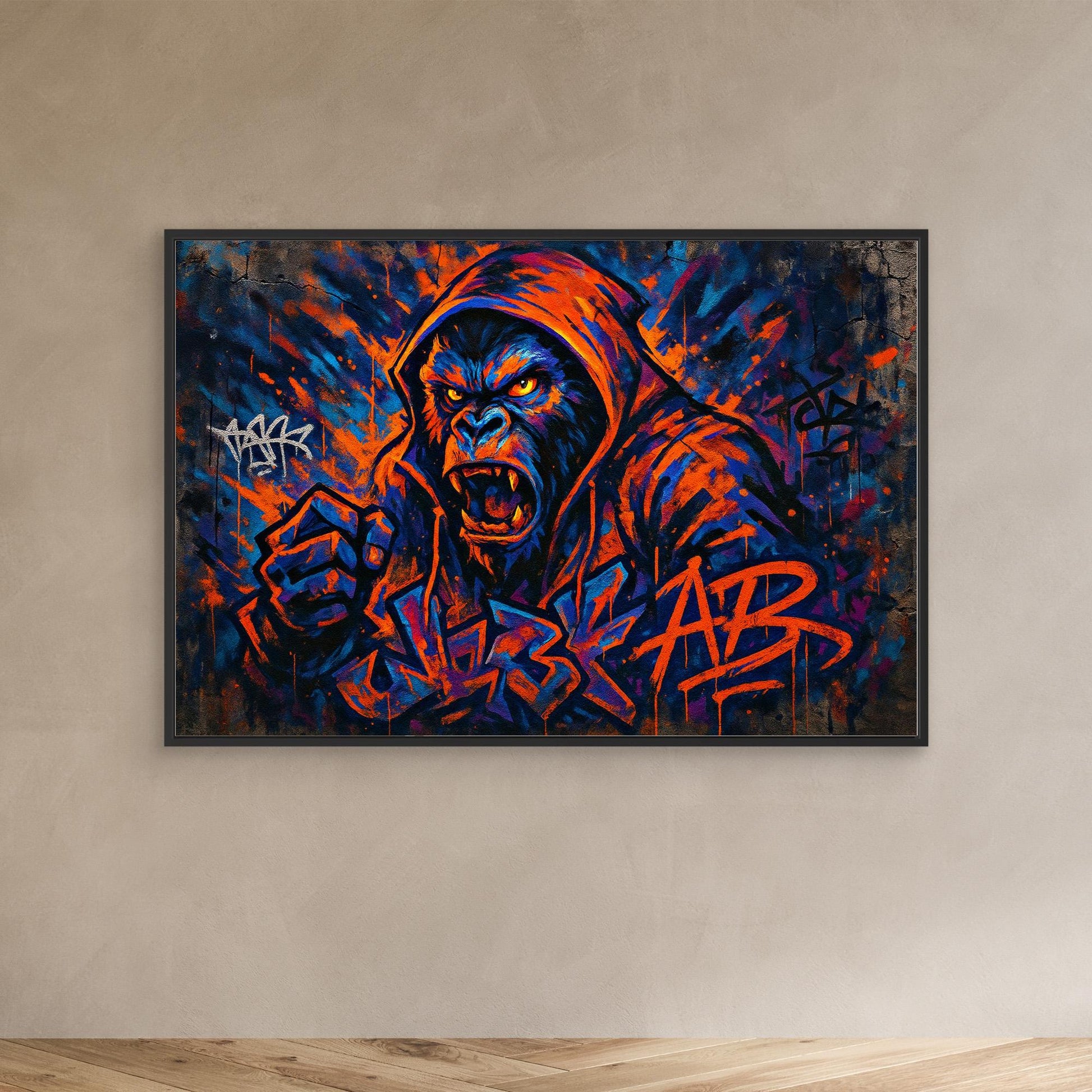Angry Gorilla Graffiti Canvas Wall Art