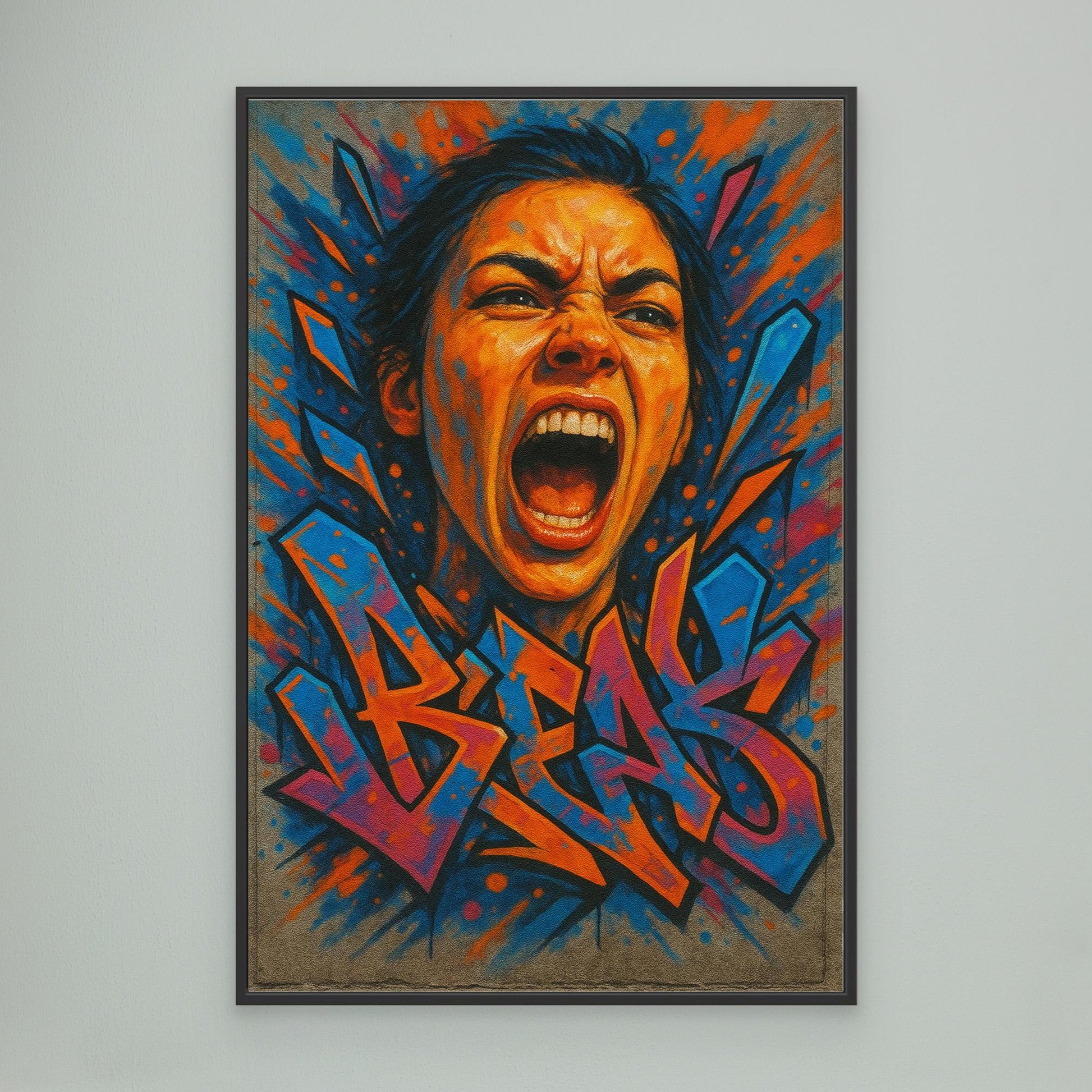 Graffiti Scream Portrait Canvas Wall Art – Bold Urban Style