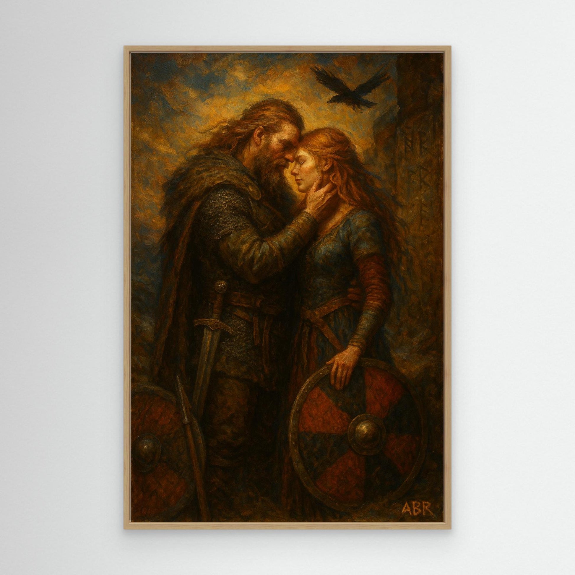 Viking Warrior Couple Canvas Wall Art