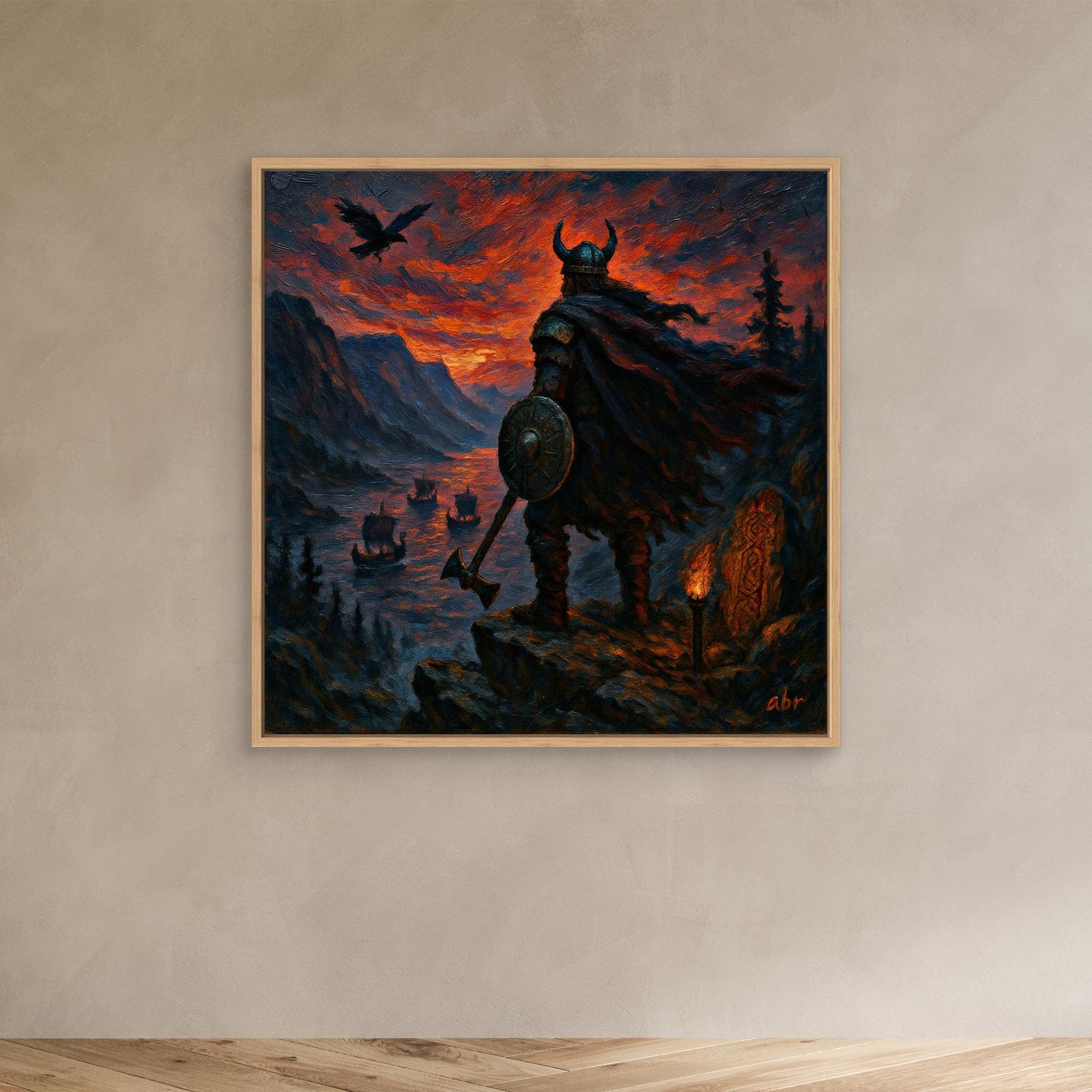 Viking Warrior at Sunset – Canvas Wall Art