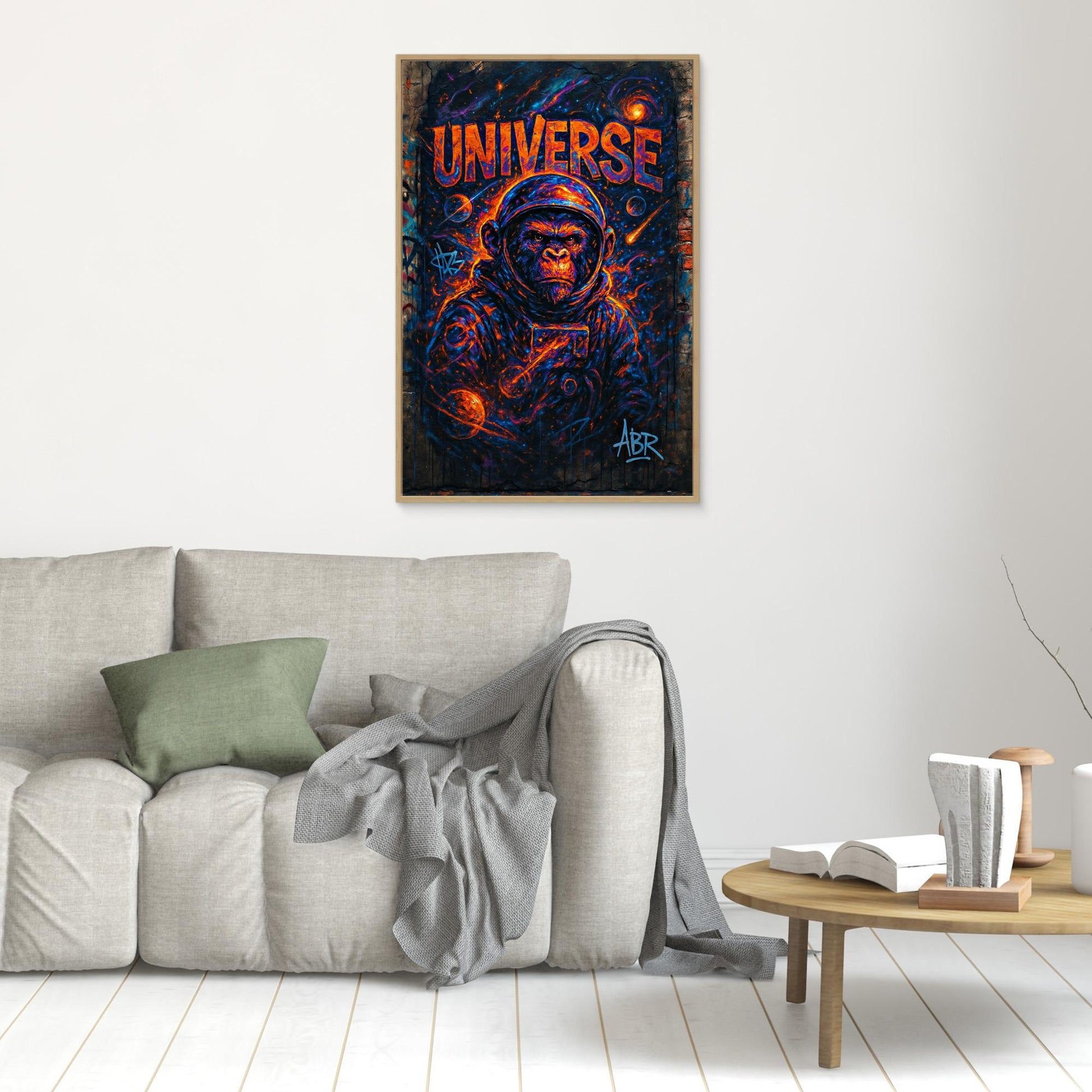 Space Gorilla Canvas Wall Art – Graffiti Style Universe Print