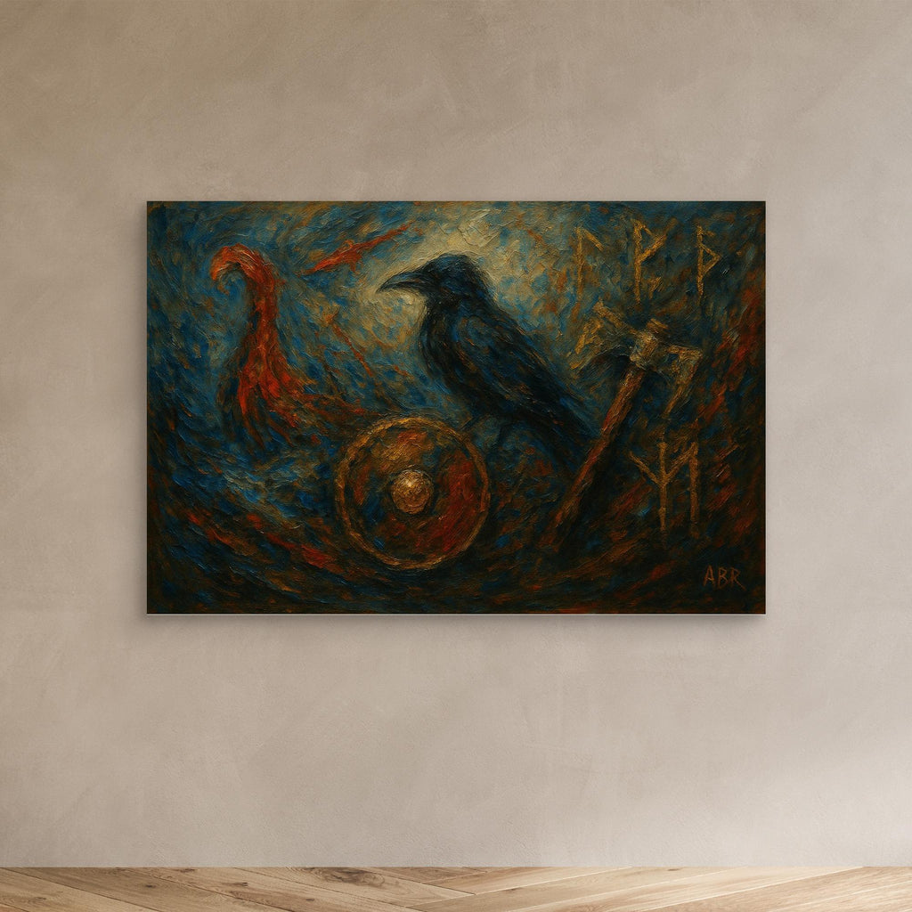 Viking Raven Canvas Wall Art