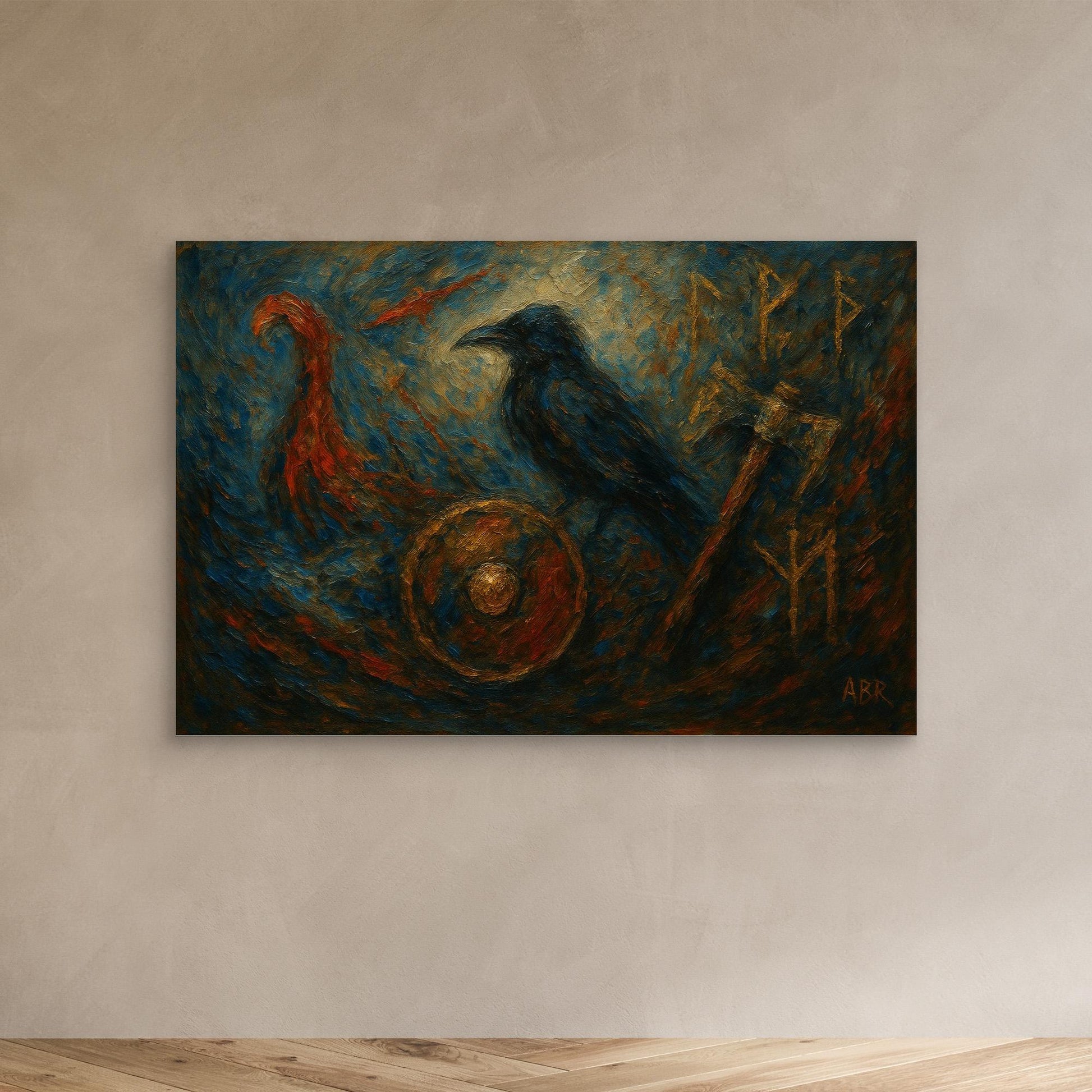 Viking Raven Canvas Wall Art