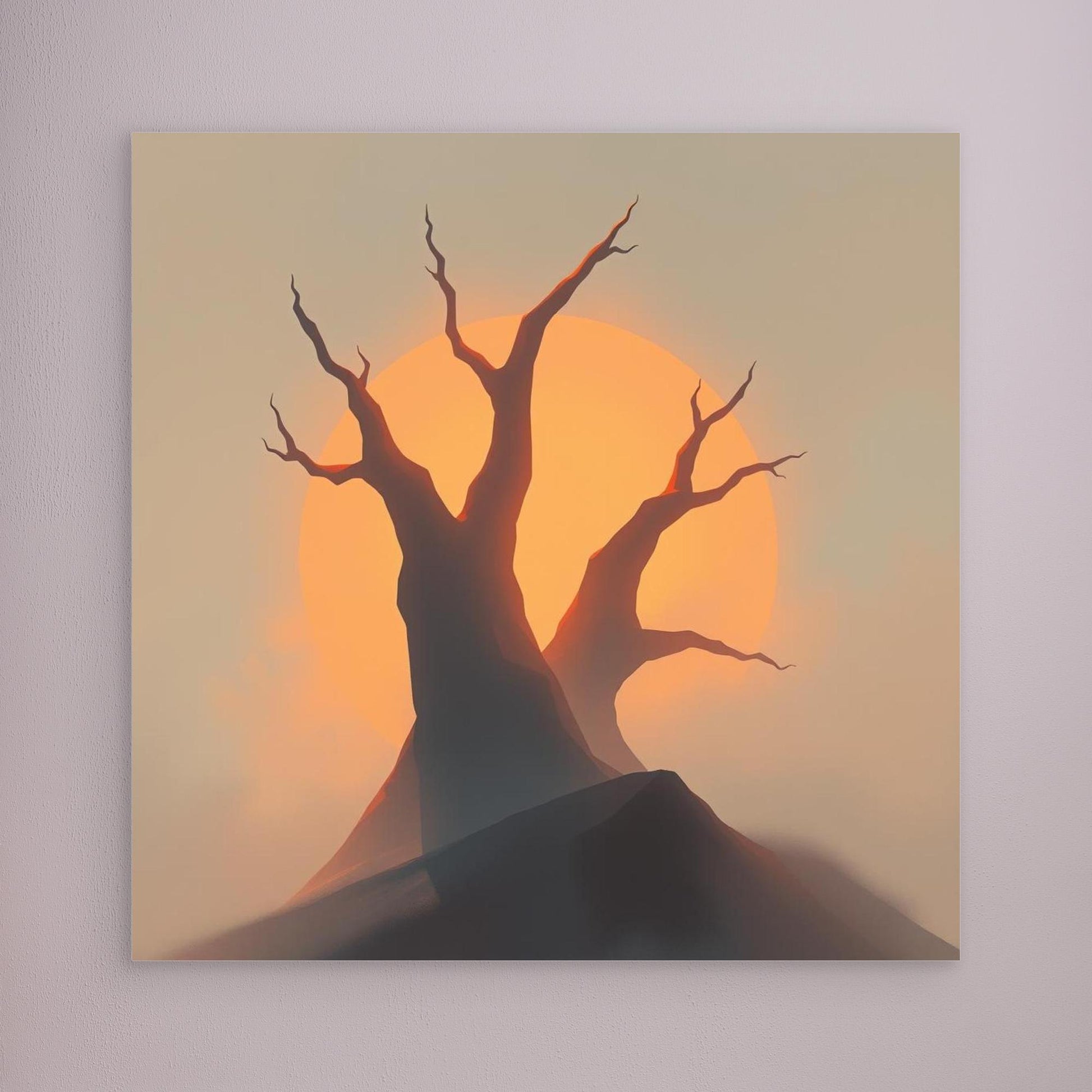 Sunset Silhouettes – Minimalist Tree Landscape Canvas Wall Art | Abstract Nature Print