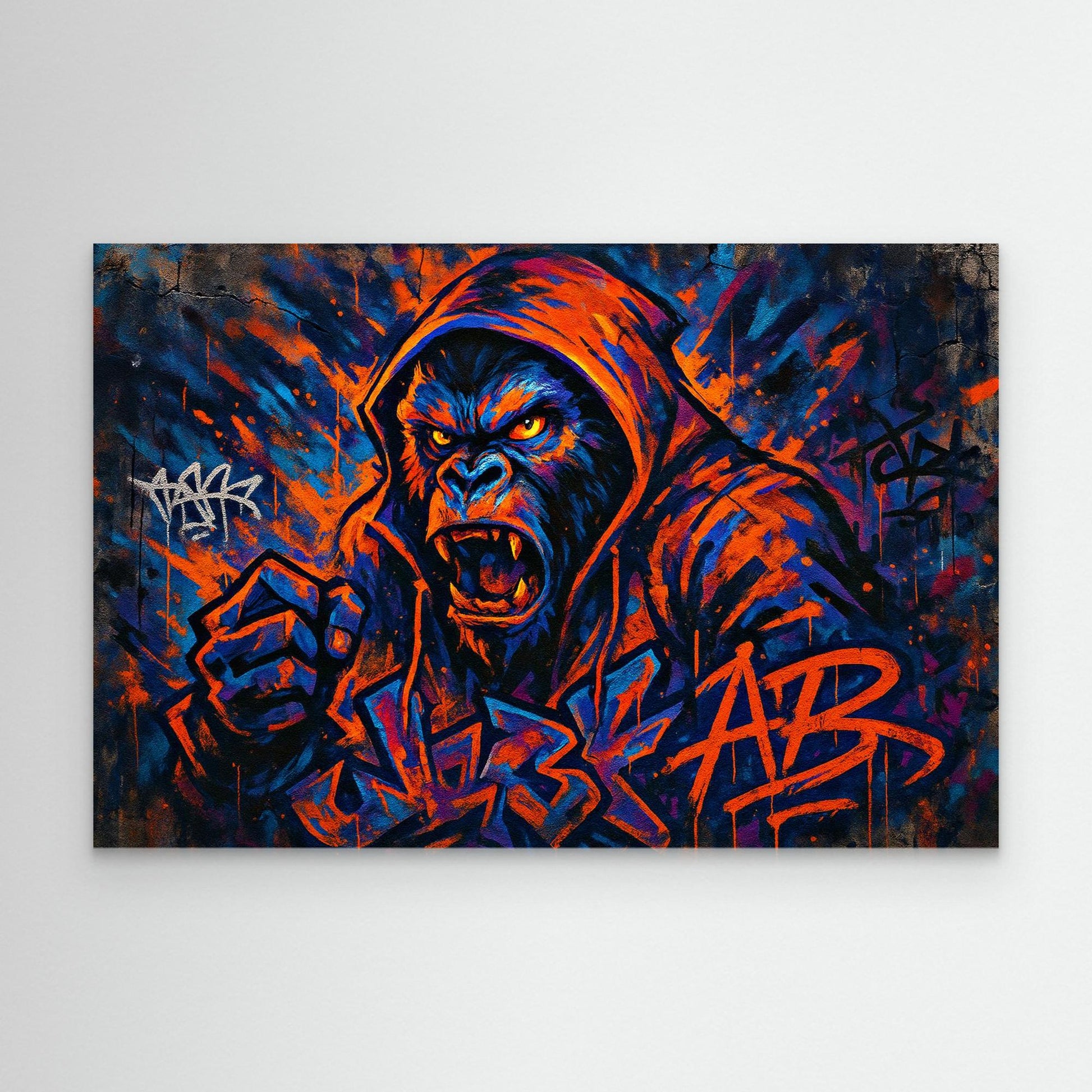 Angry Gorilla Graffiti Canvas Wall Art