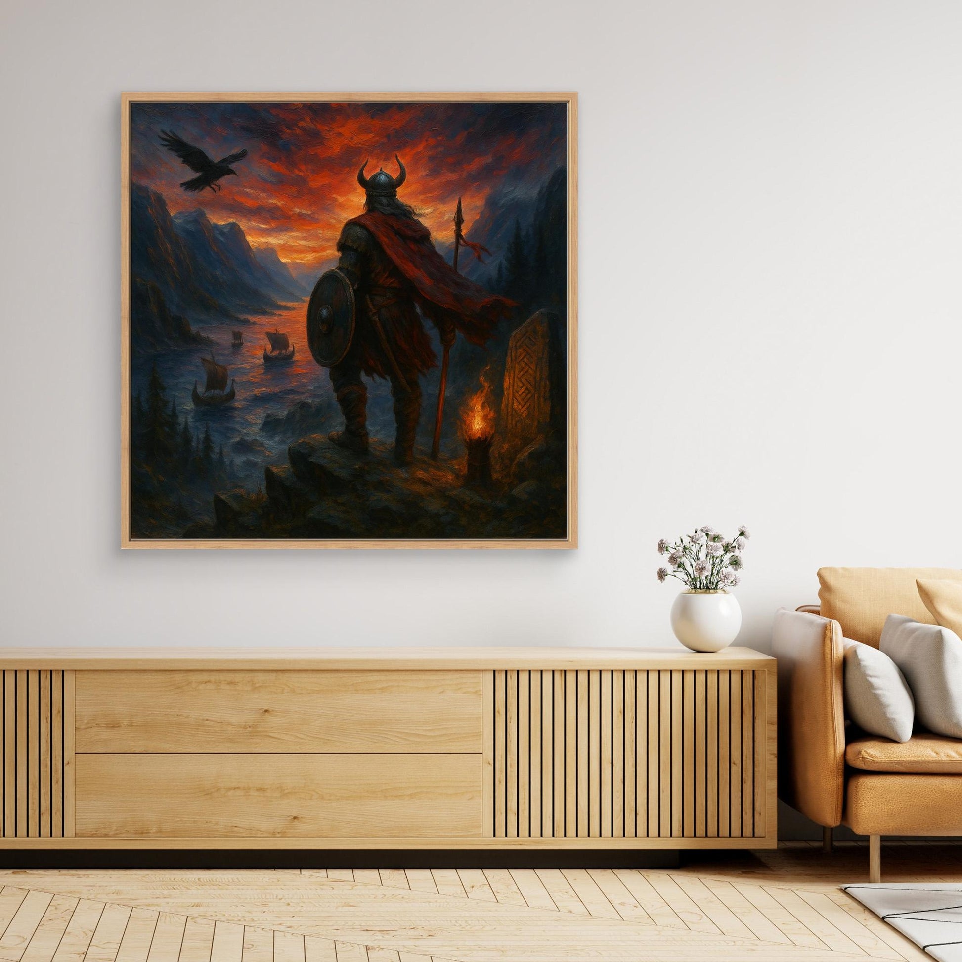 Viking Warrior at Sunset Canvas Print
