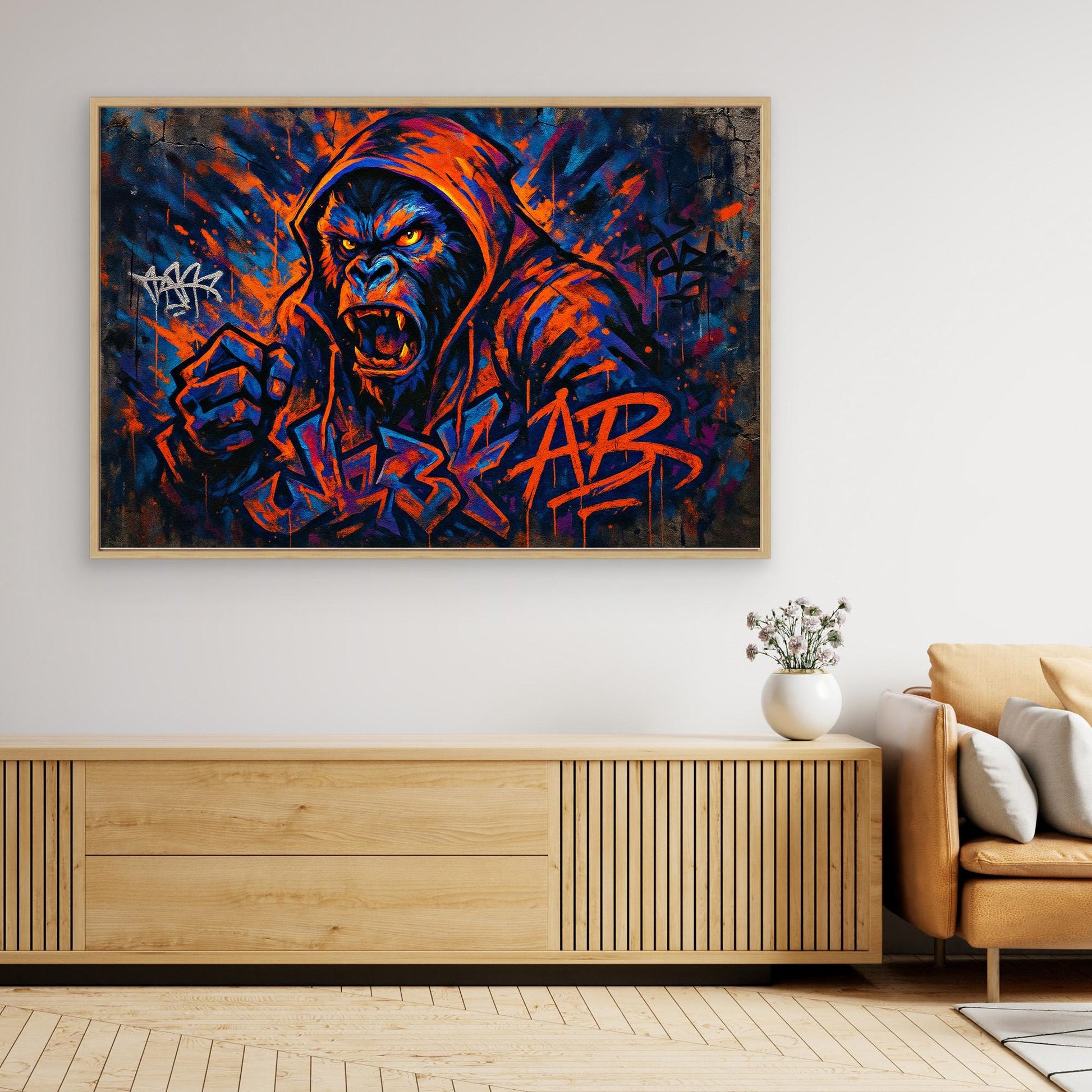 Angry Gorilla Graffiti Canvas Wall Art