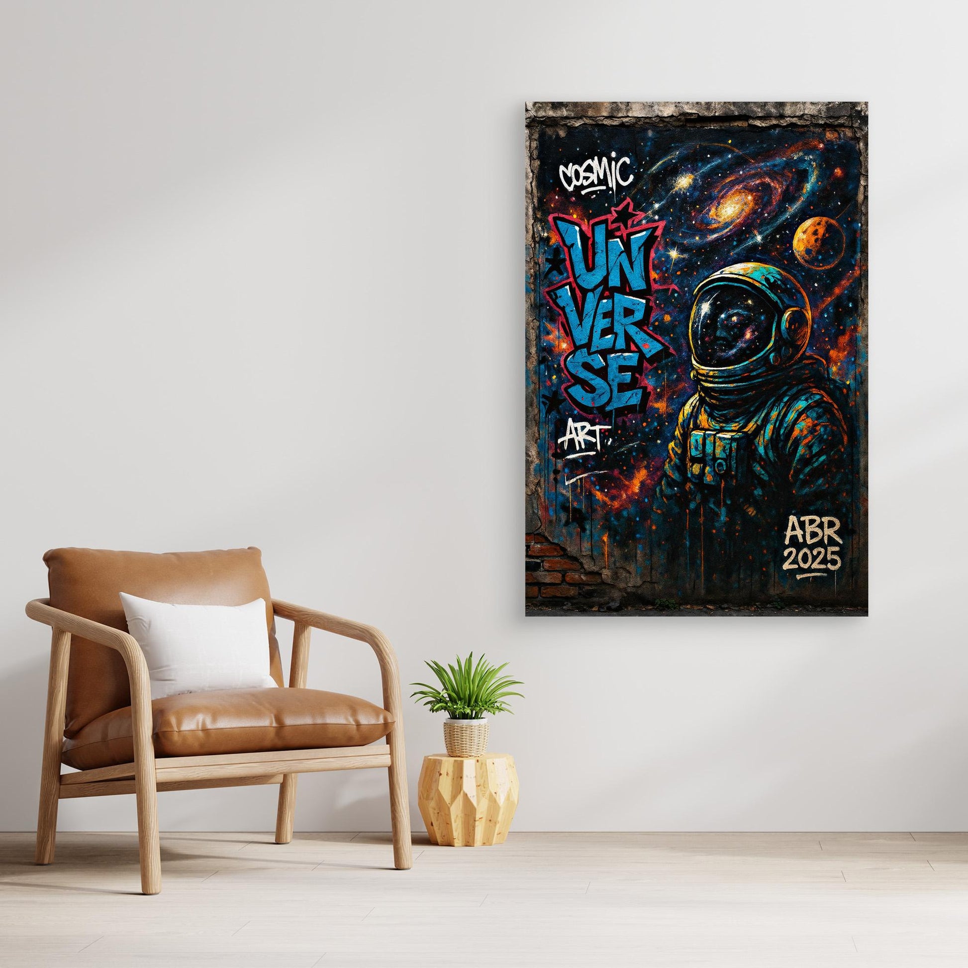 Astronaut Graffiti Wall Art – Cosmic Street Style Print