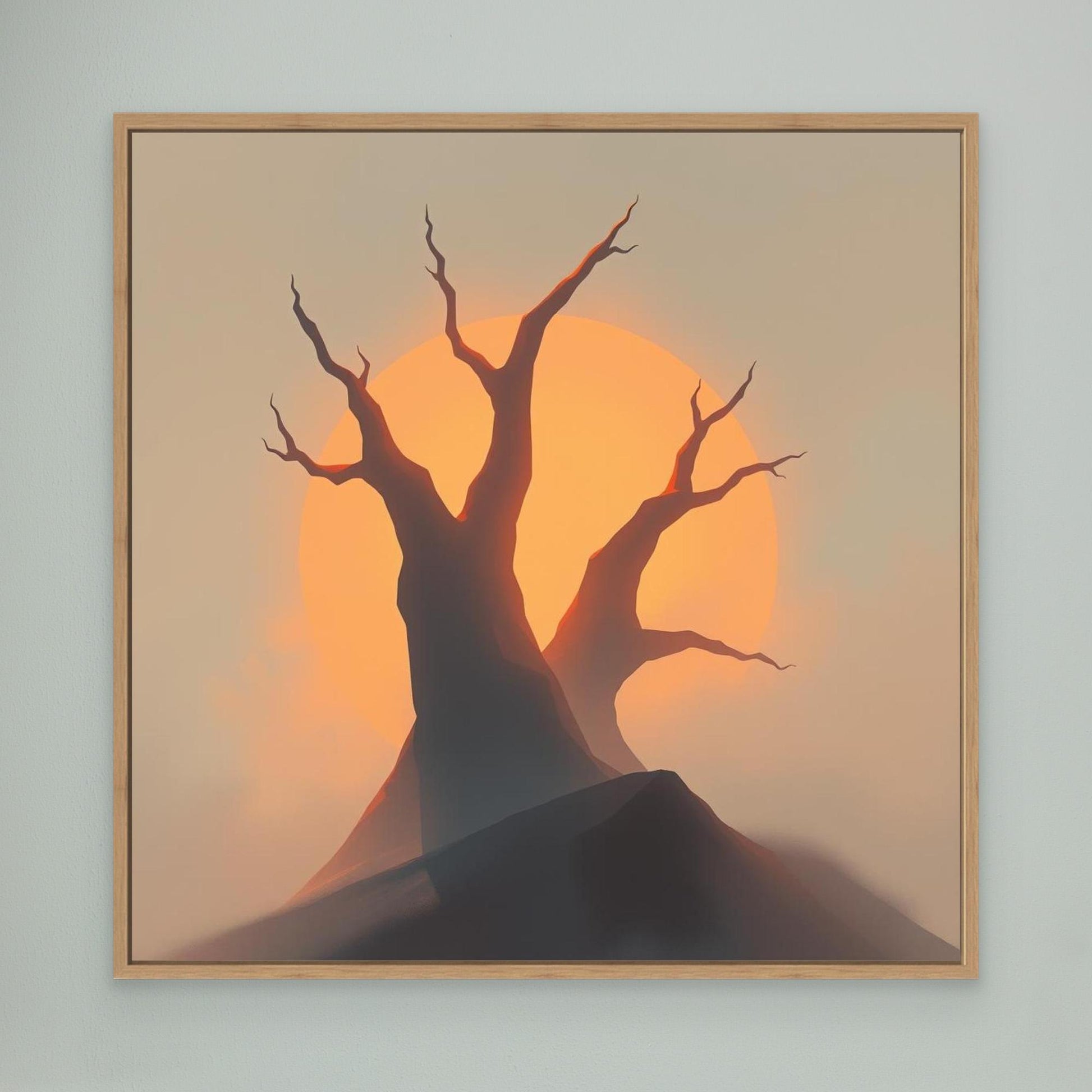 Sunset Silhouettes – Minimalist Tree Landscape Canvas Wall Art | Abstract Nature Print