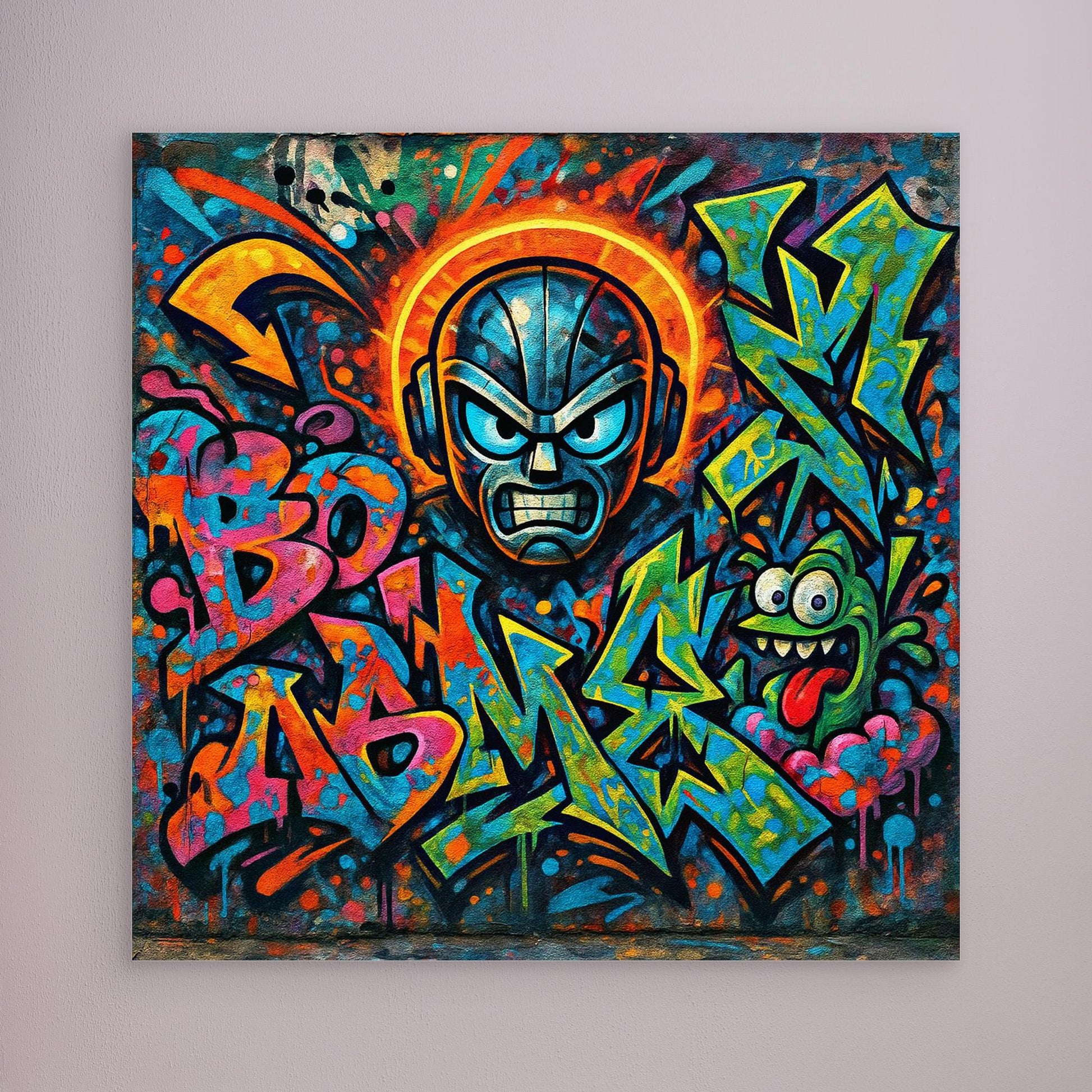 Urban Explosion: Graffiti Superhero & Monster Canvas Art – Bold Street Style Wall Decor