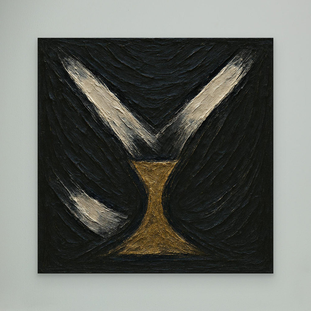 Golden Abstract Hourglass Canvas Wall Art