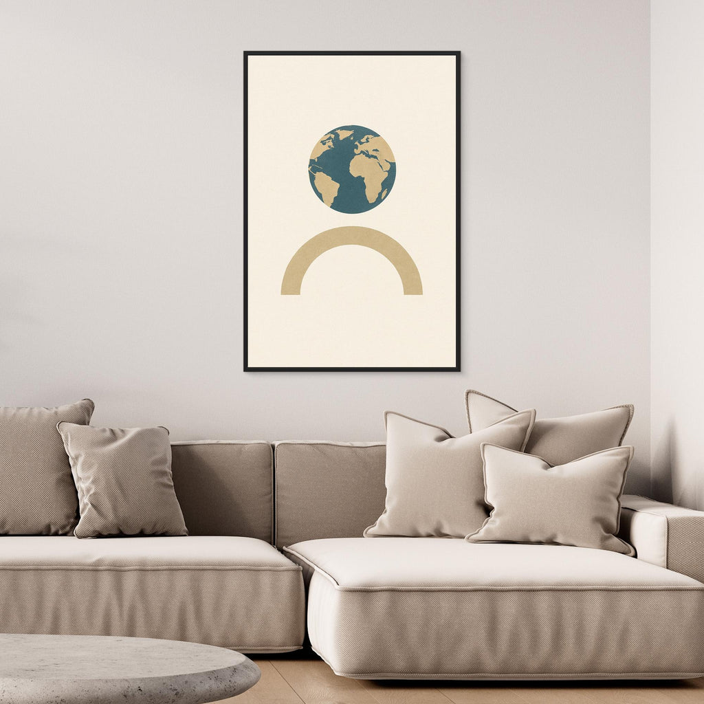 Balance of Earth – Minimalist Planet & Arch Canvas Wall Art