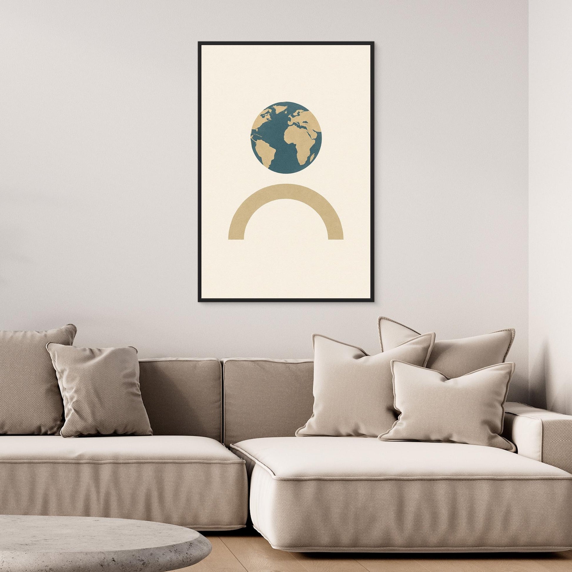 Balance of Earth – Minimalist Planet & Arch Canvas Wall Art
