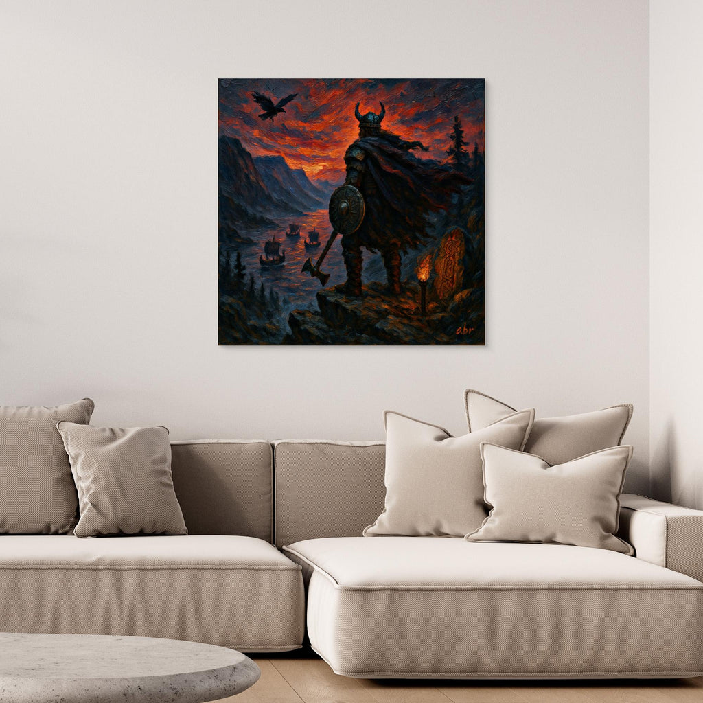 Viking Warrior at Sunset – Canvas Wall Art