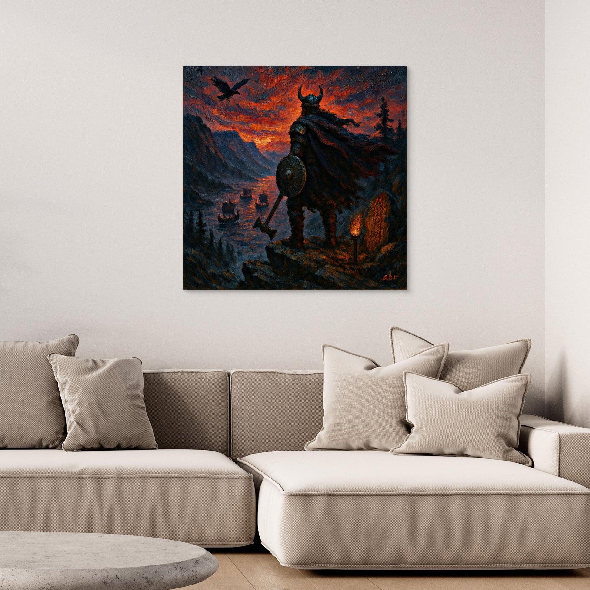 Viking Warrior at Sunset – Canvas Wall Art