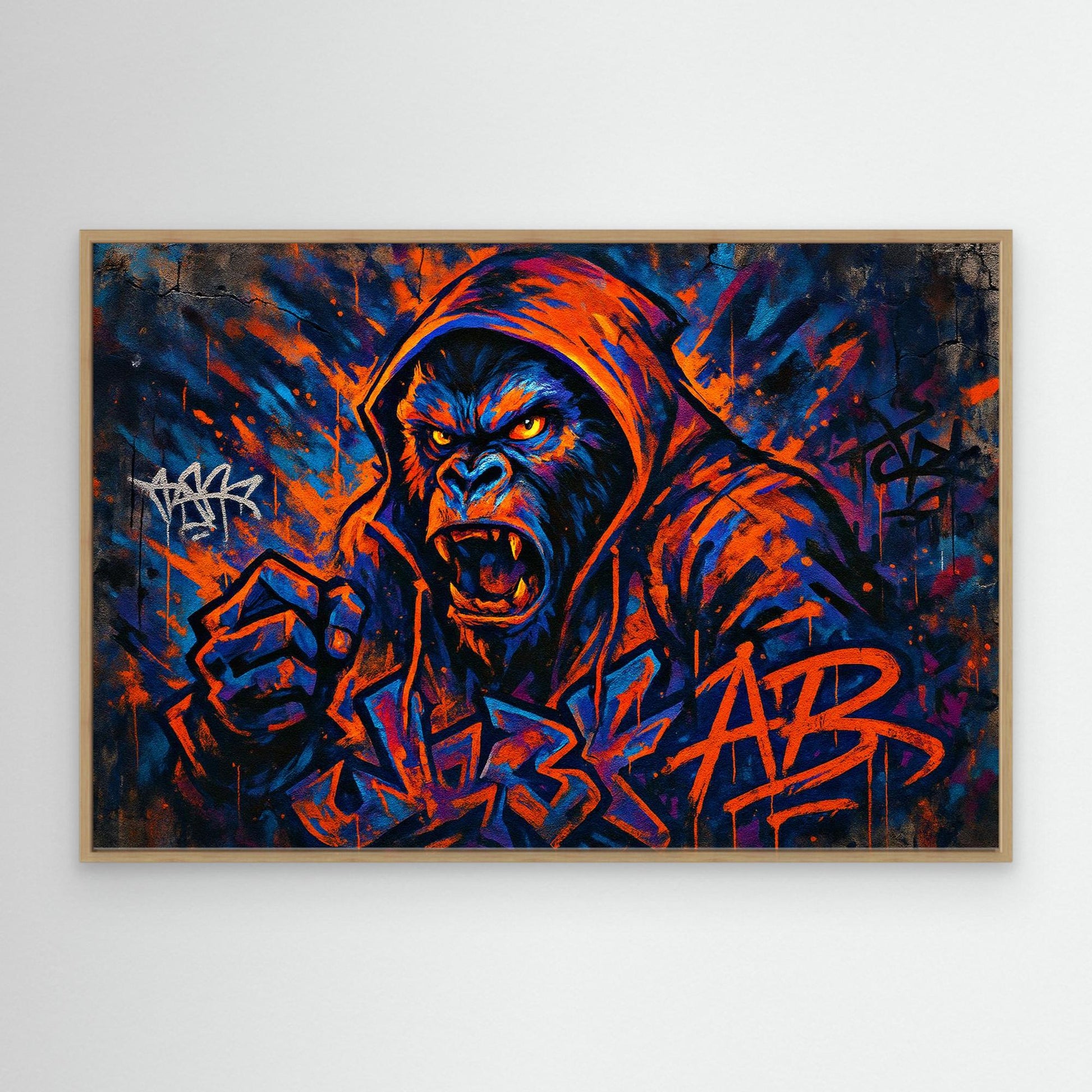 Angry Gorilla Graffiti Canvas Wall Art