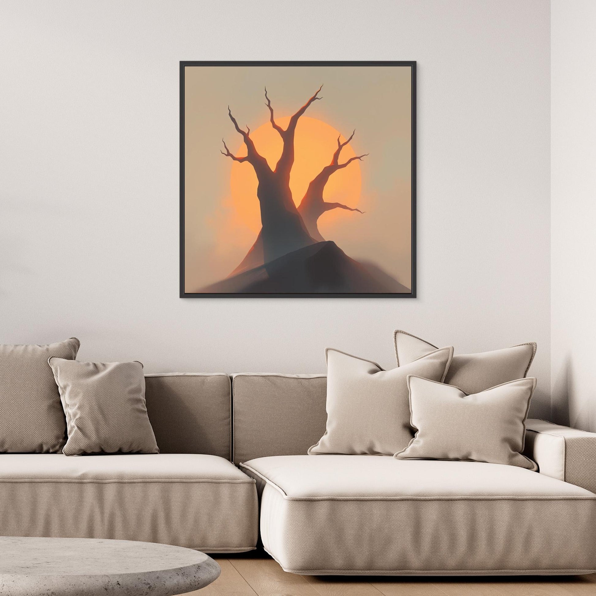 Sunset Silhouettes – Minimalist Tree Landscape Canvas Wall Art | Abstract Nature Print
