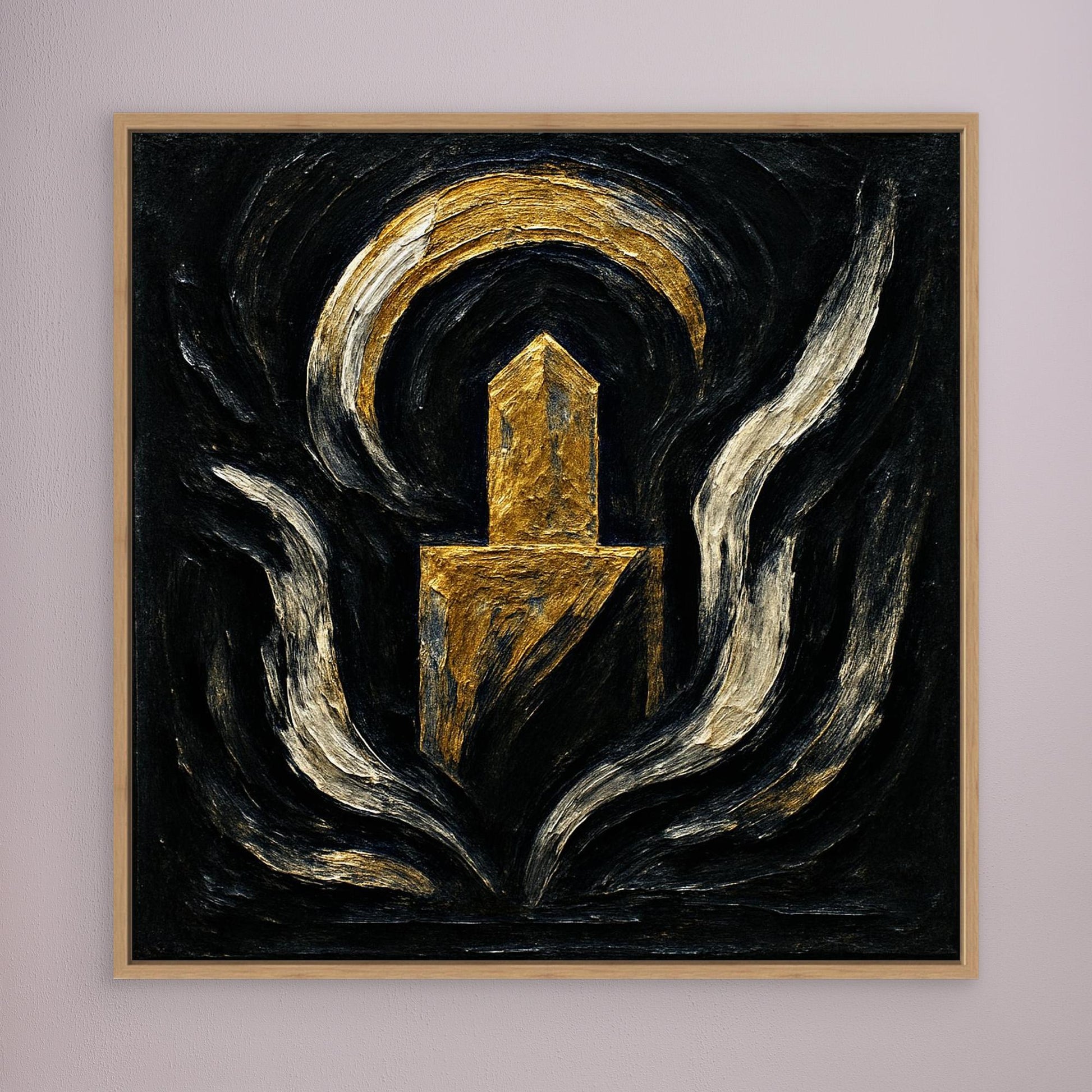Abstract Monument Canvas Wall Art in Black and Gold