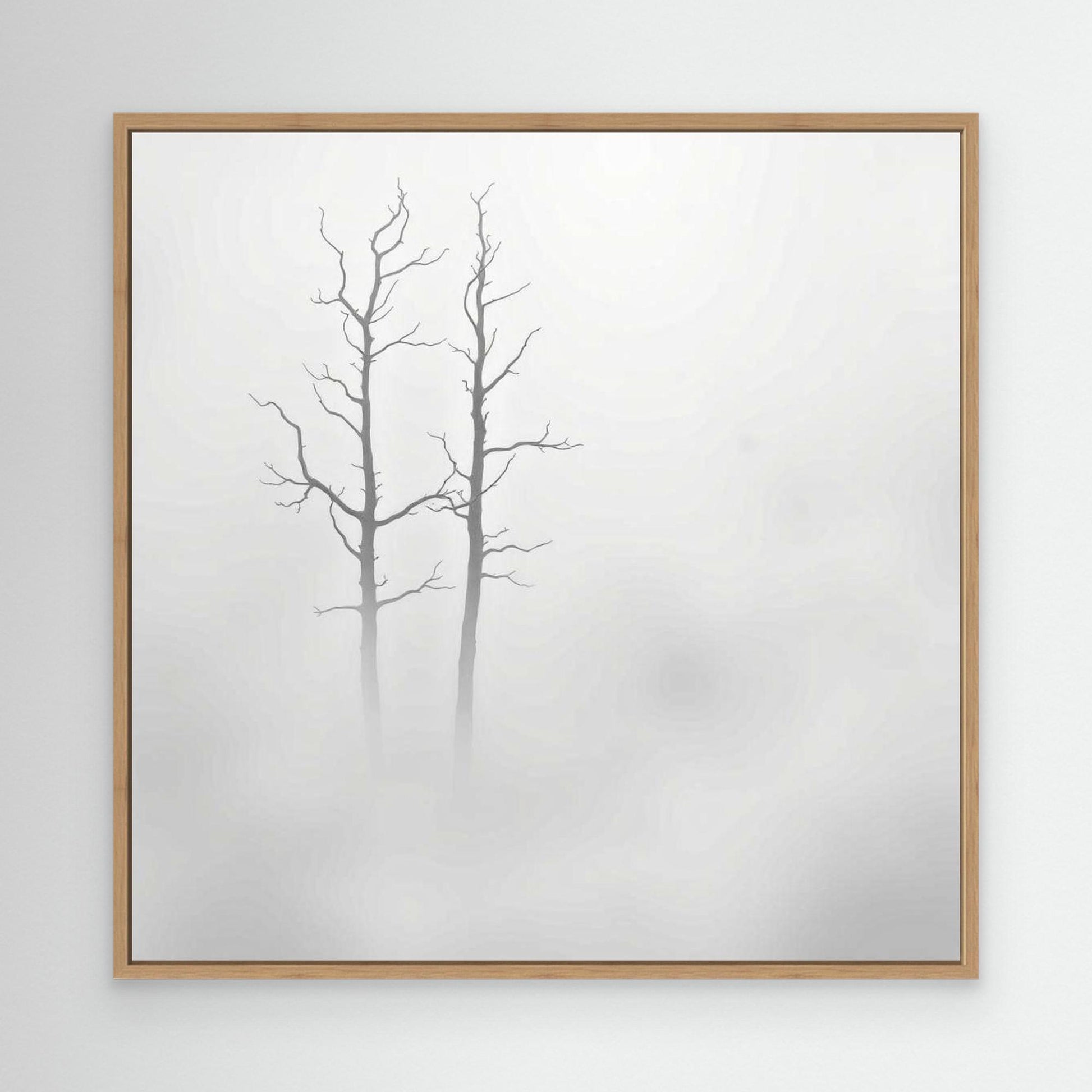 Echoes in the Fog – Minimalist Black and White Nature Canvas Art | Misty Trees Wall Decor