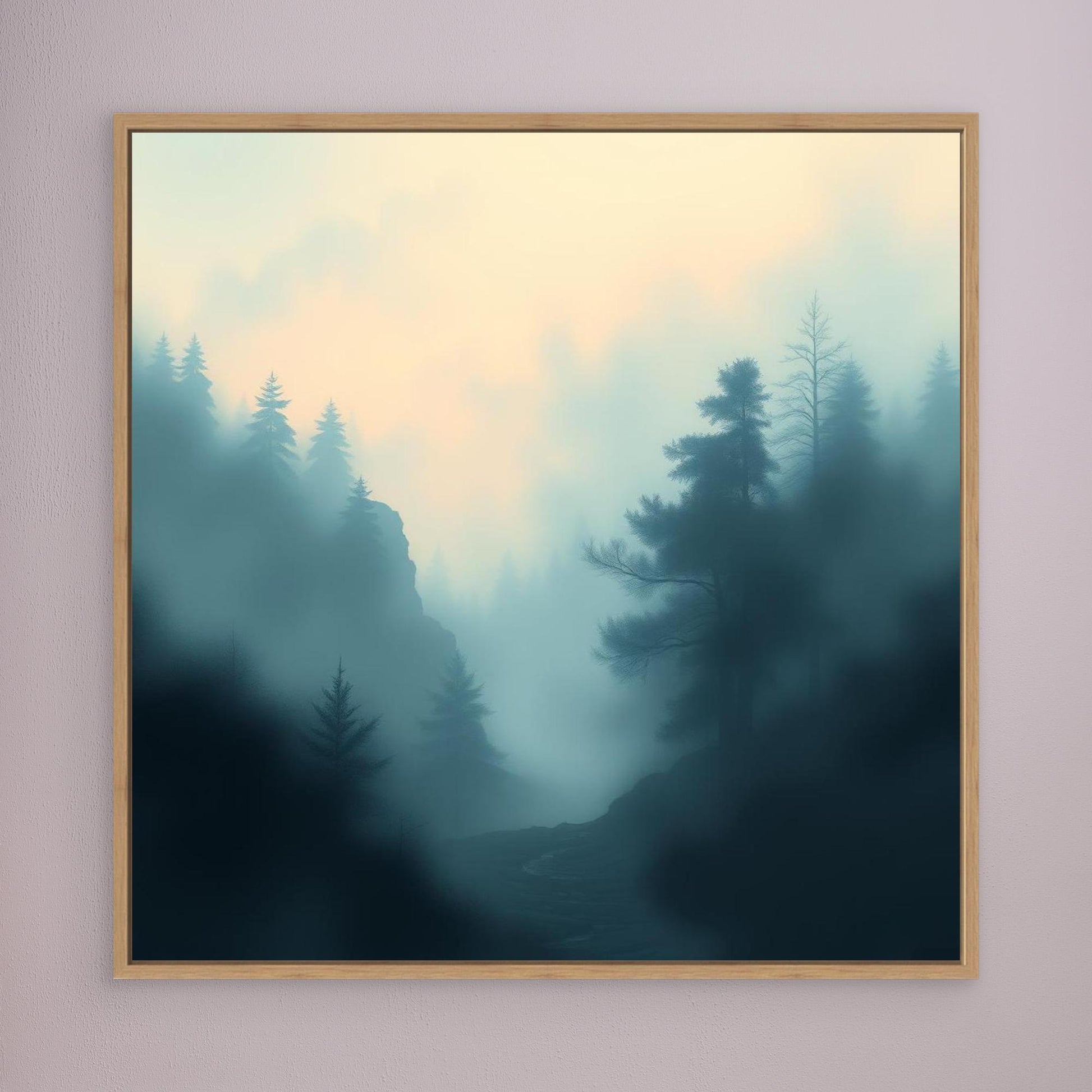 Misty Forest Silence – Minimalist Nature Canvas Wall Art for Calm Interiors