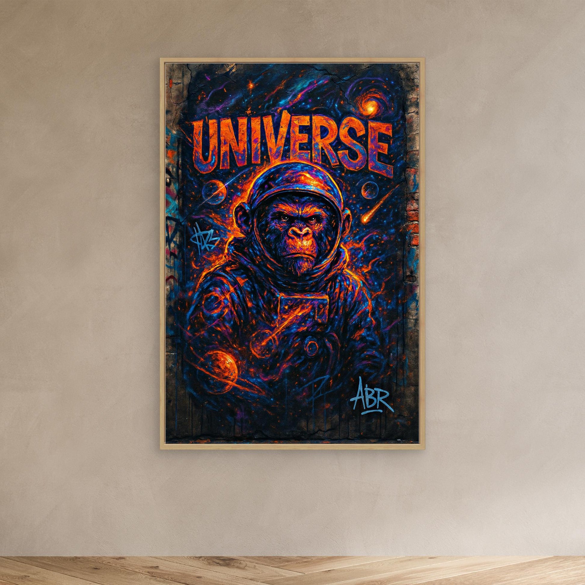 Space Gorilla Canvas Wall Art – Graffiti Style Universe Print