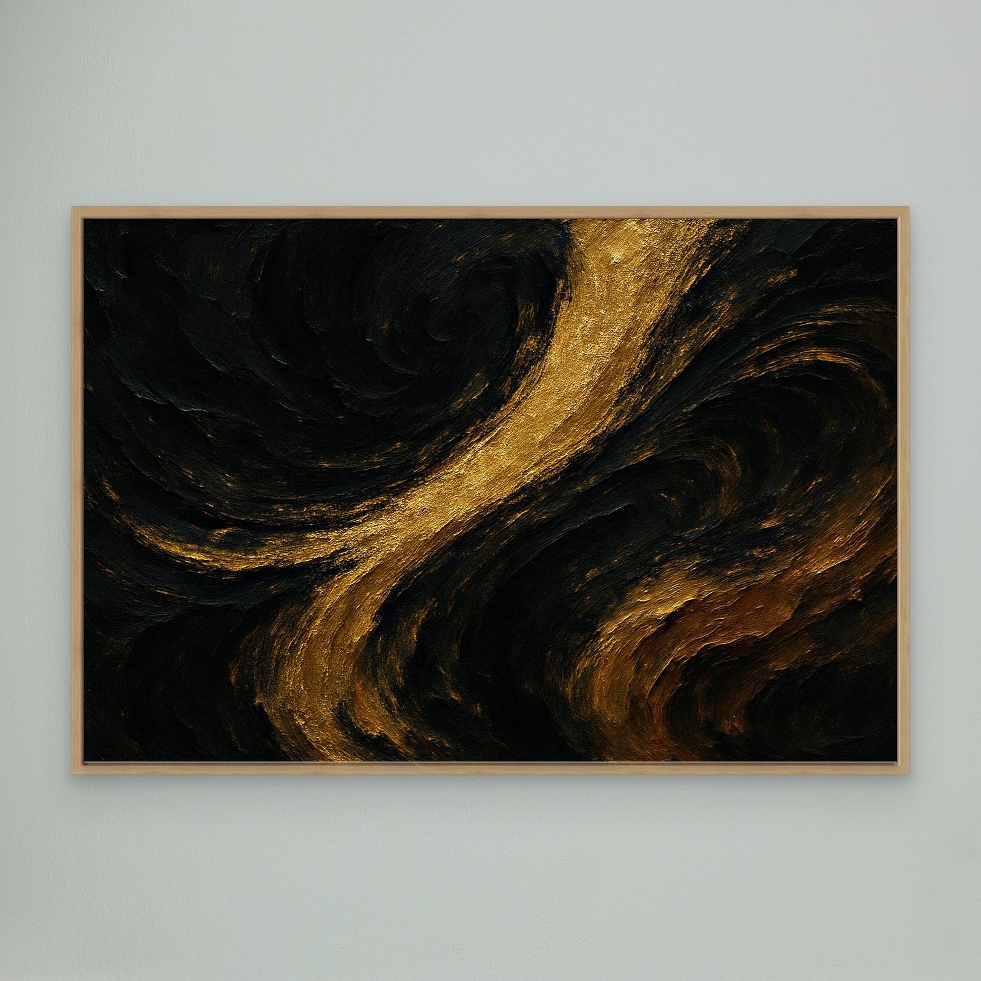 Gold and Black Abstract Canvas Wall Art – Luxury Textured Print
