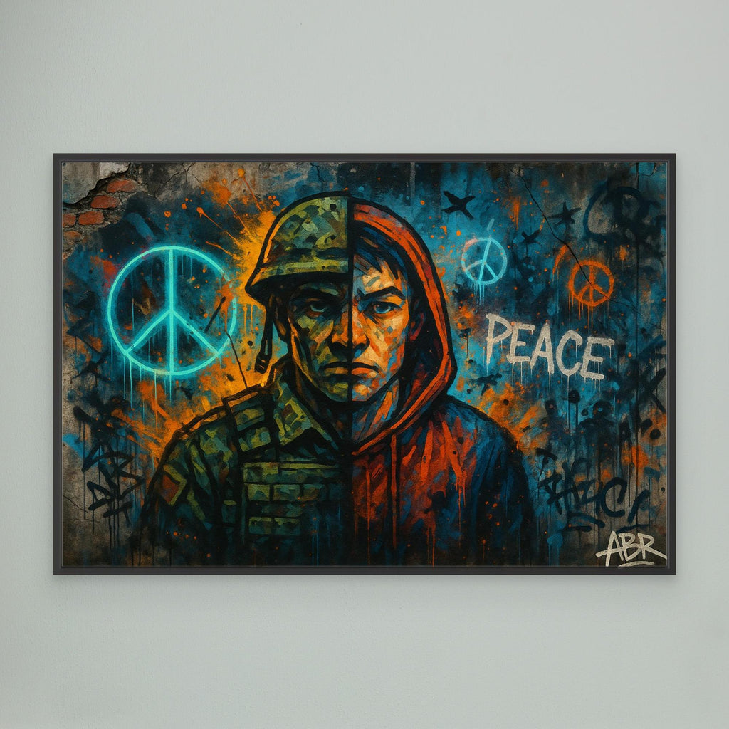 Peace and War Street Art Canvas – Urban Graffiti Wall Print
