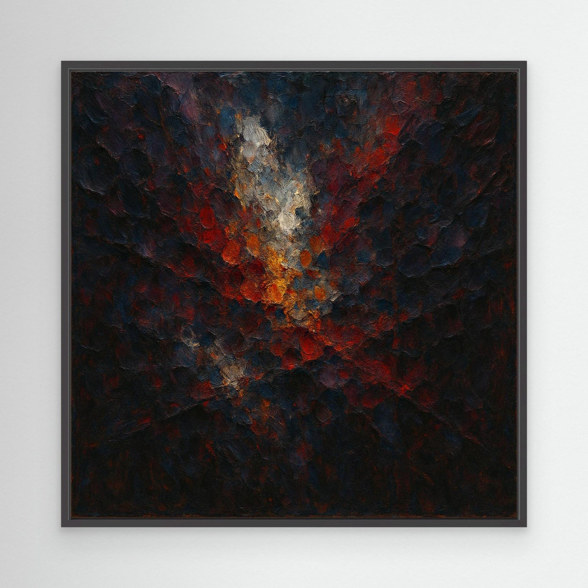 Abstract Flame Burst – Textured Canvas Wall Art in Red & Gold