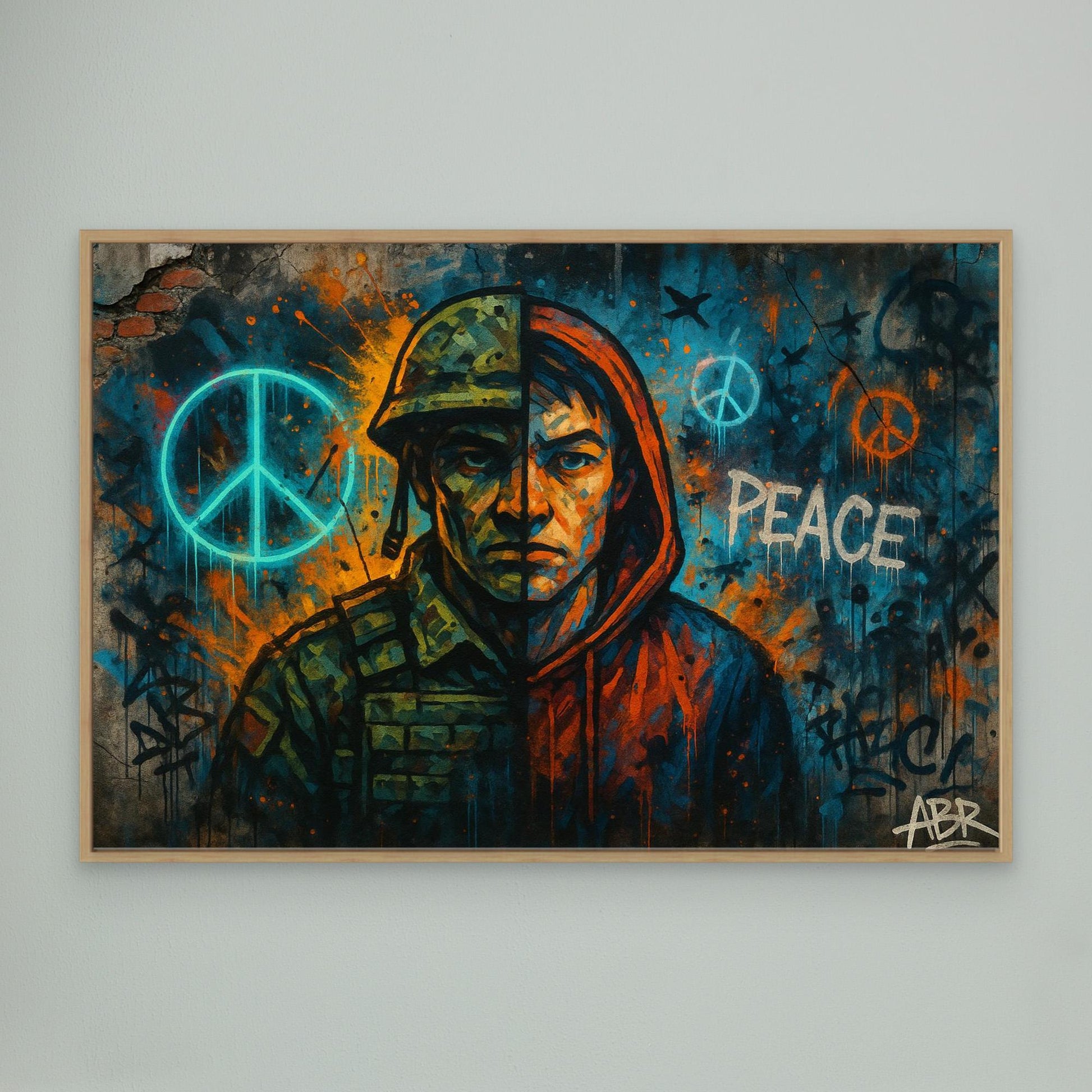 Peace and War Street Art Canvas – Urban Graffiti Wall Print